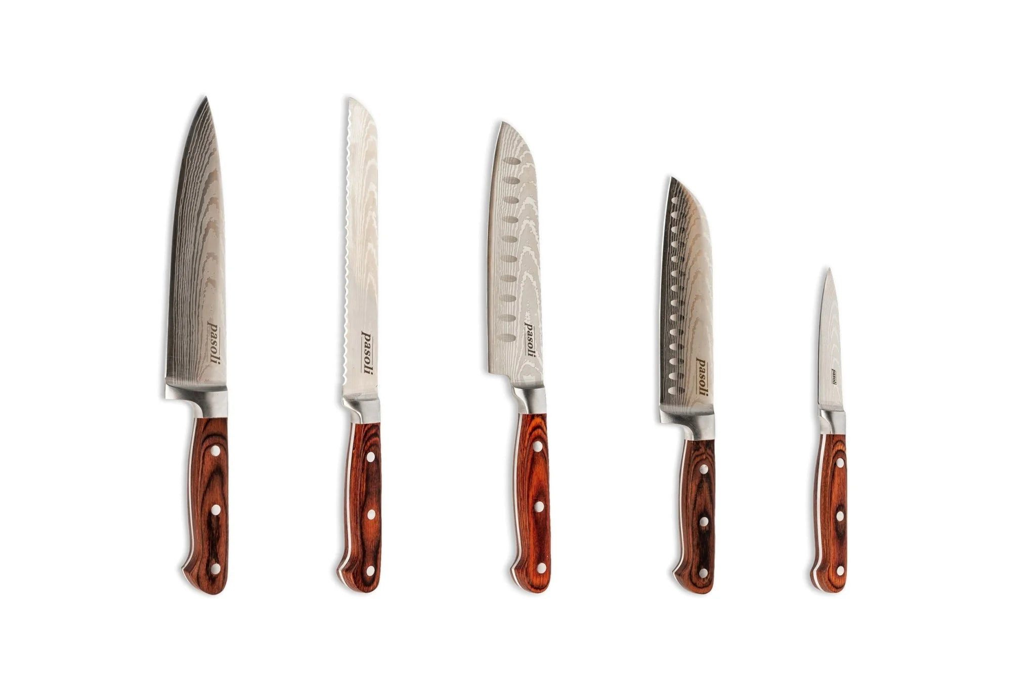 pasoli Messer-Set aus hochwertigem 7Cr17 Edelstahl (Set, 5-tlg), Edelstahl, lang anhaltende Schneidleistung und Schärfe