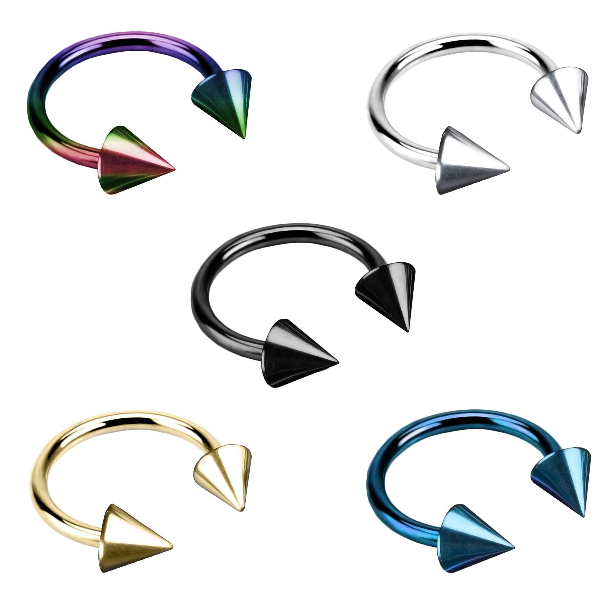 viva-adorno Nasenpiercing-Set Hufeisen Piercing Edelstahl Spikes Lippenpier günstig online kaufen