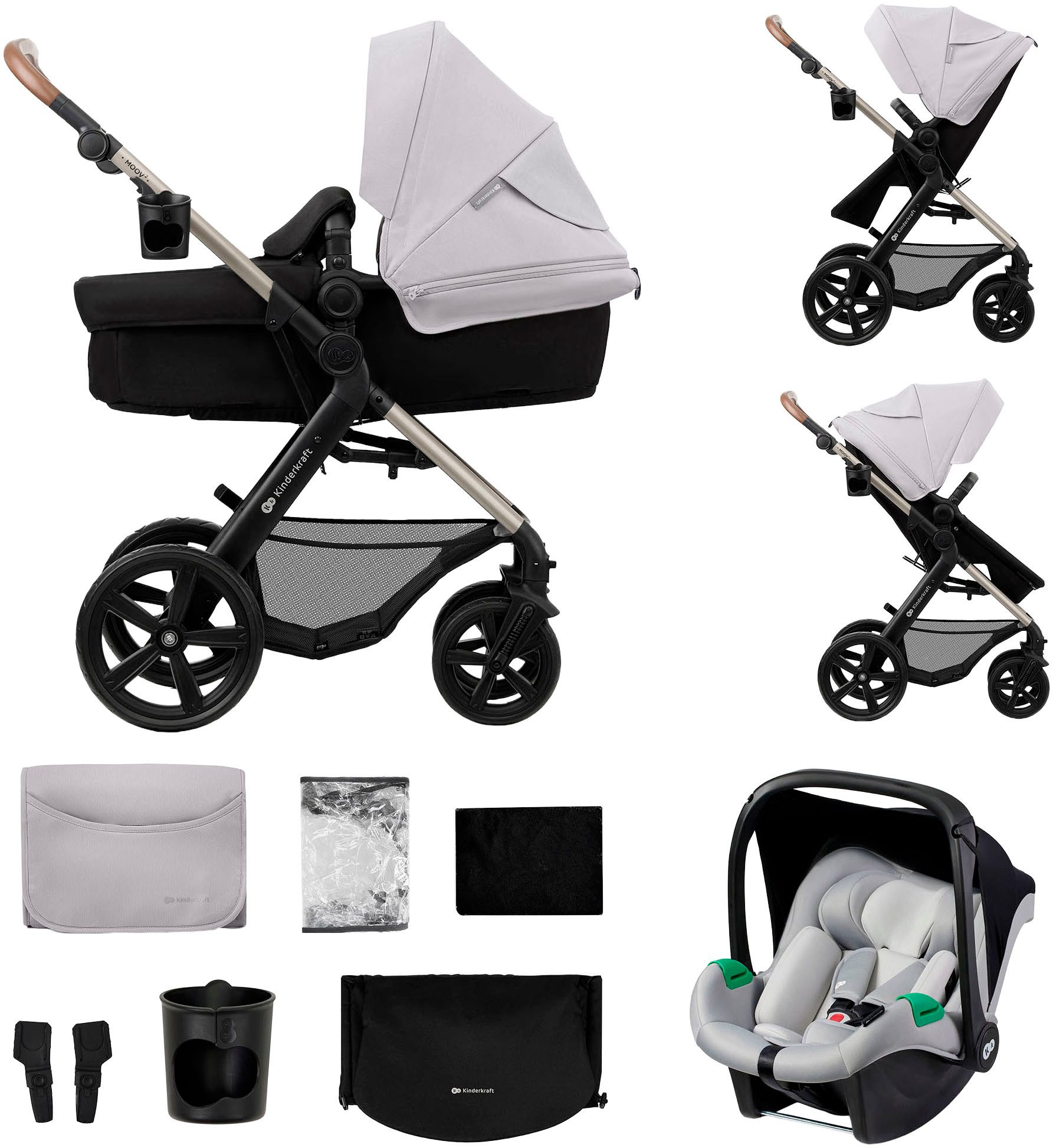 Kinderkraft Kombi-Kinderwagen MOOV 2 3IN1, mit EVA-Rädern