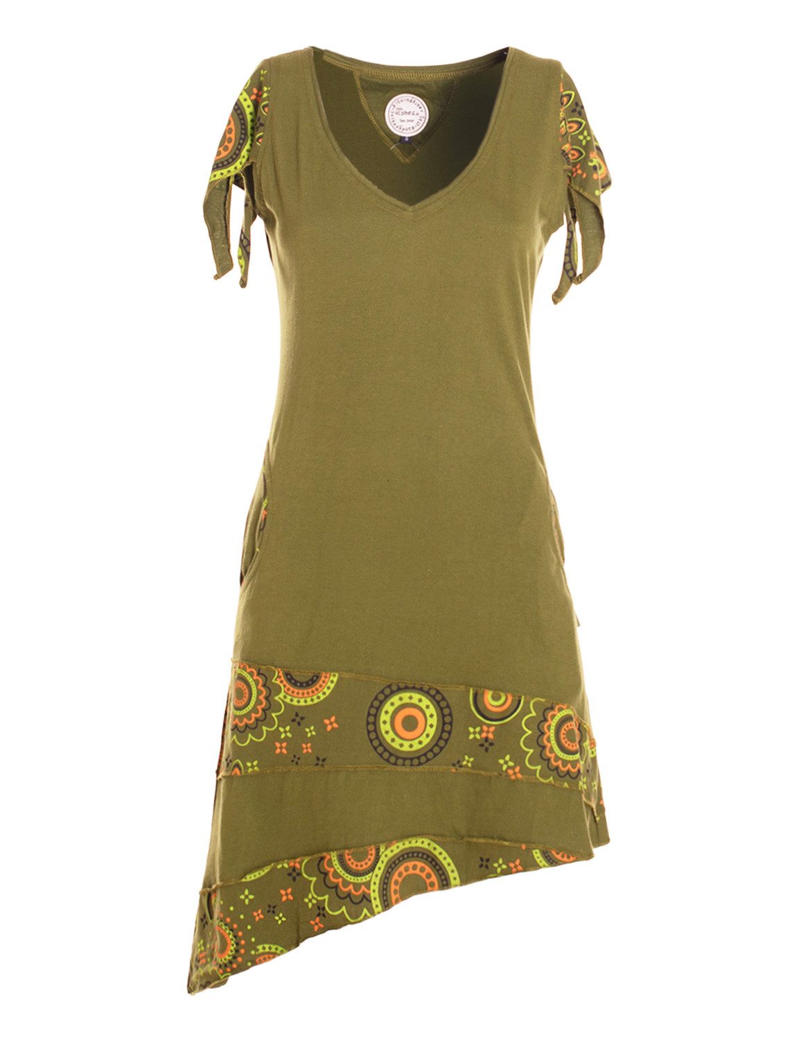 Vishes Zipfelkleid Damen Baumwolle Patchwork Design günstig online kaufen