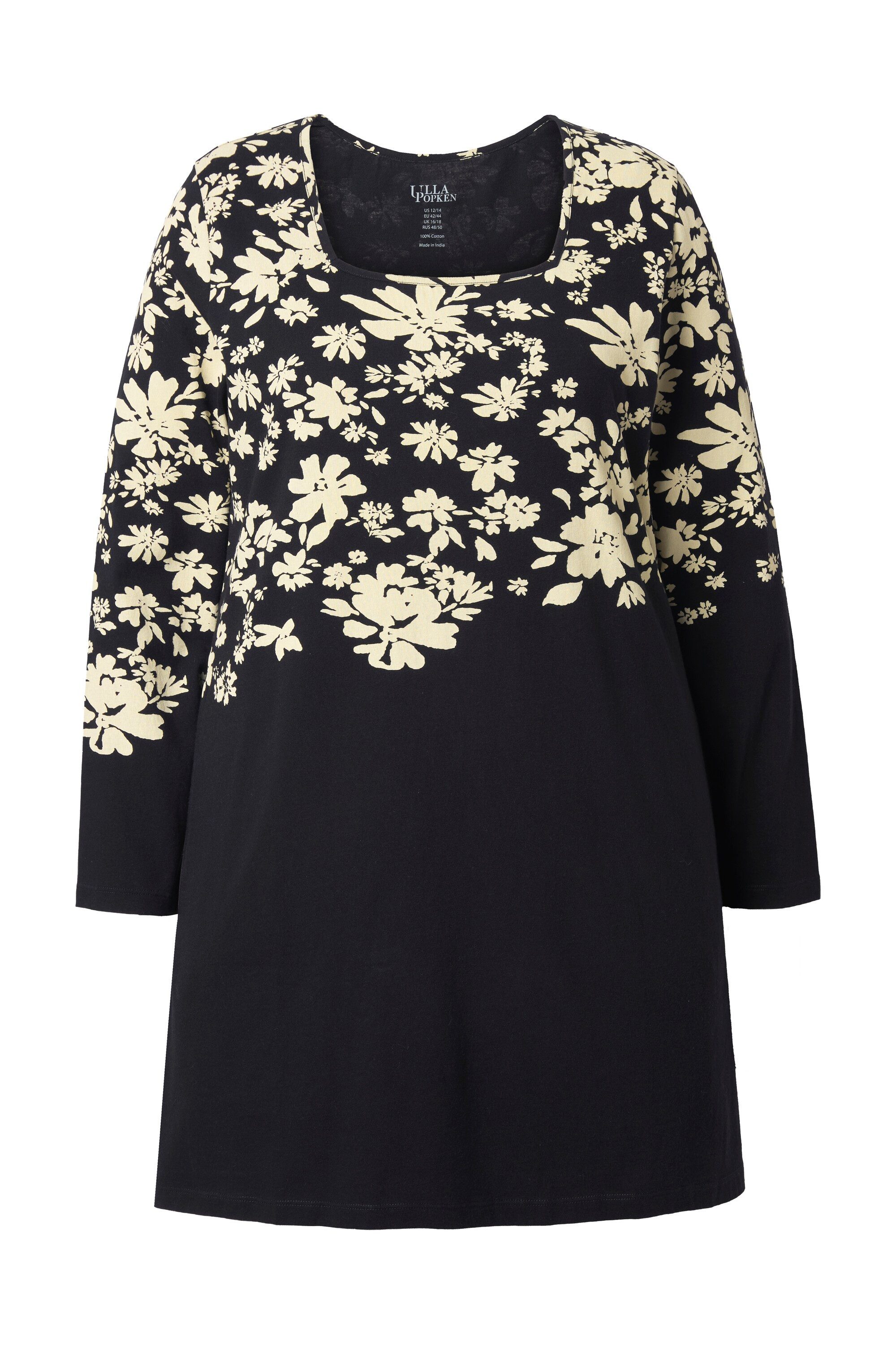 Ulla Popken Longshirt Longshirt A-Linie Carré-Ausschnitt günstig online kaufen