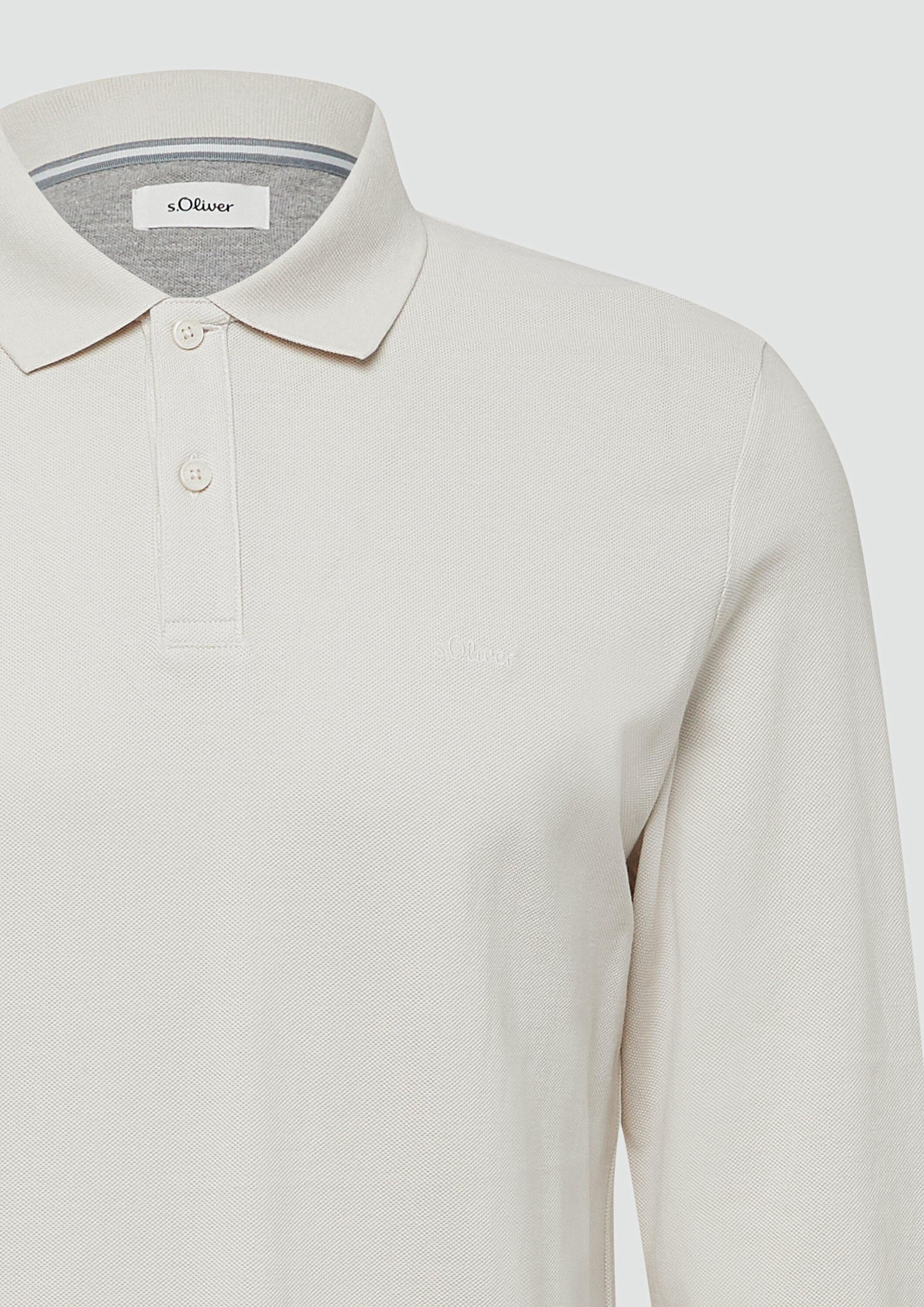 s.Oliver Langarmshirt Polo-Shirt Langarm-Poloshirt aus Baumwoll-Piqué mit Bündchen