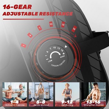 BIGZZIA Rudergerät Leise Gleitschiene für Home Gym Indoor Trainer Ausrüstung (Ruderzugmaschine), Mit 16-facher manueller Widerstandseinstellung mit LCD-Display