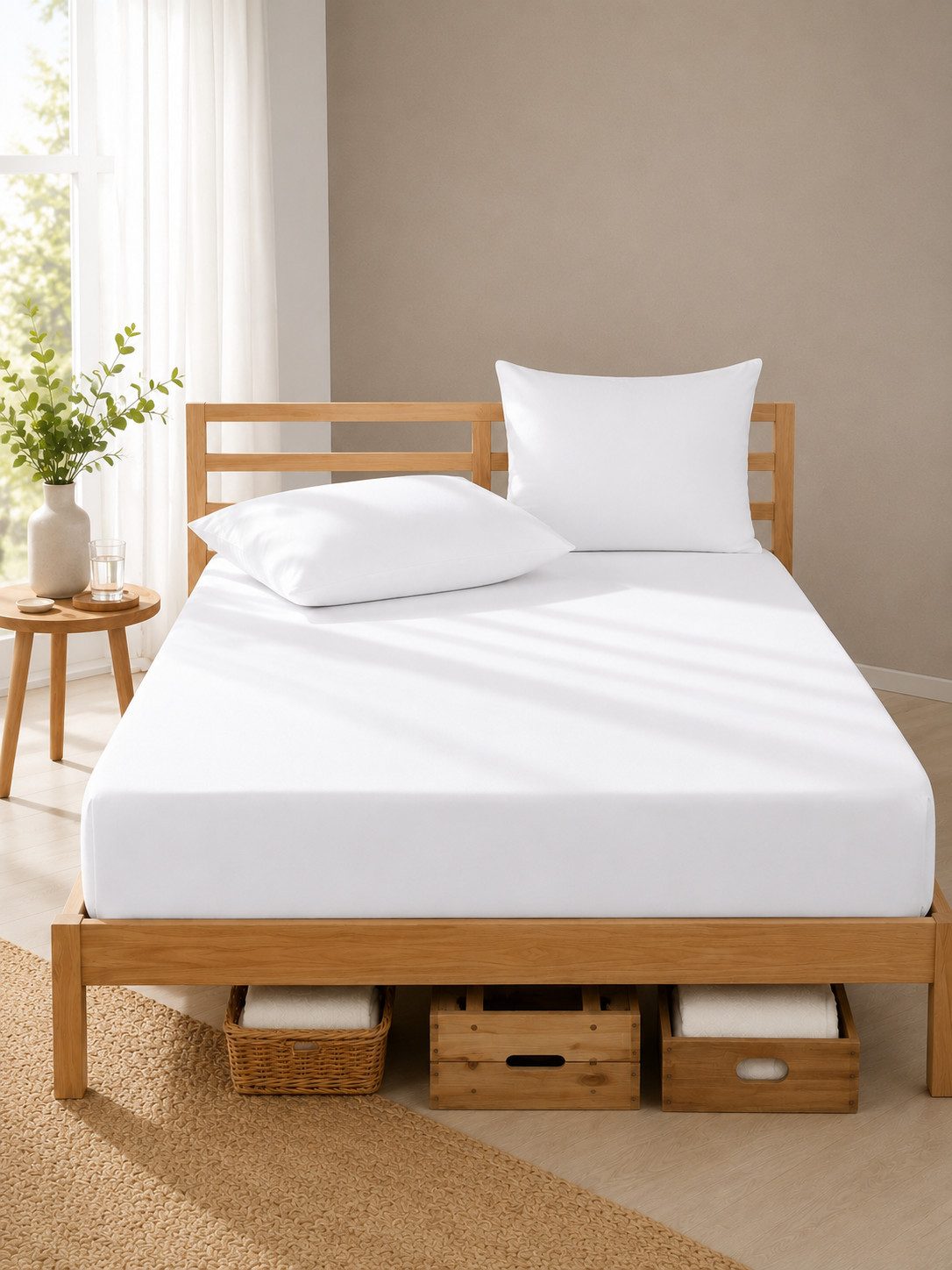 VelunaHome Spannbettlaken Premium Spannbettlaken - Jersey - 100% Baumwolle 150g/m² - Weiß