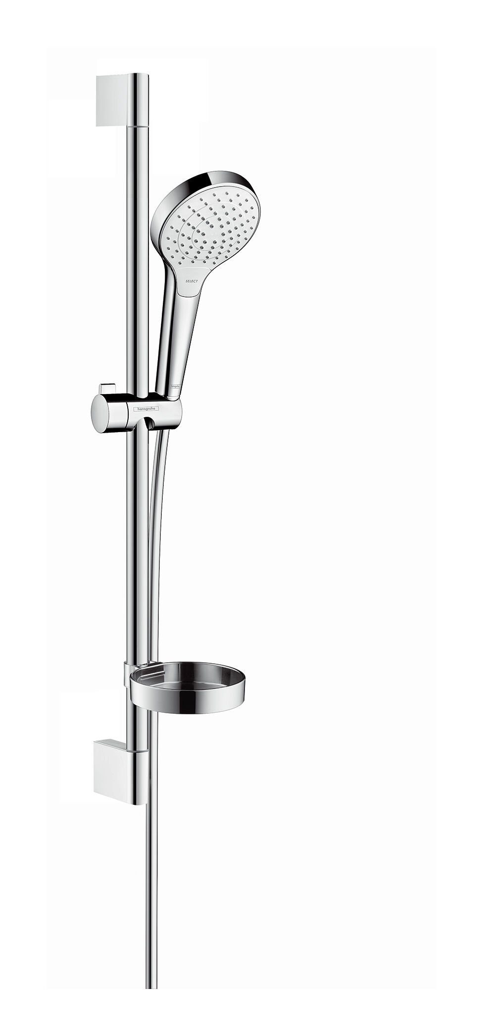 hansgrohe Stangenbrause-Set Croma Select S 110 Vario, Höhe 66.9 cm, 3 Strahlart(en), Mit Brausestange 650 mm und Seifenschale - Weiß / Chrom