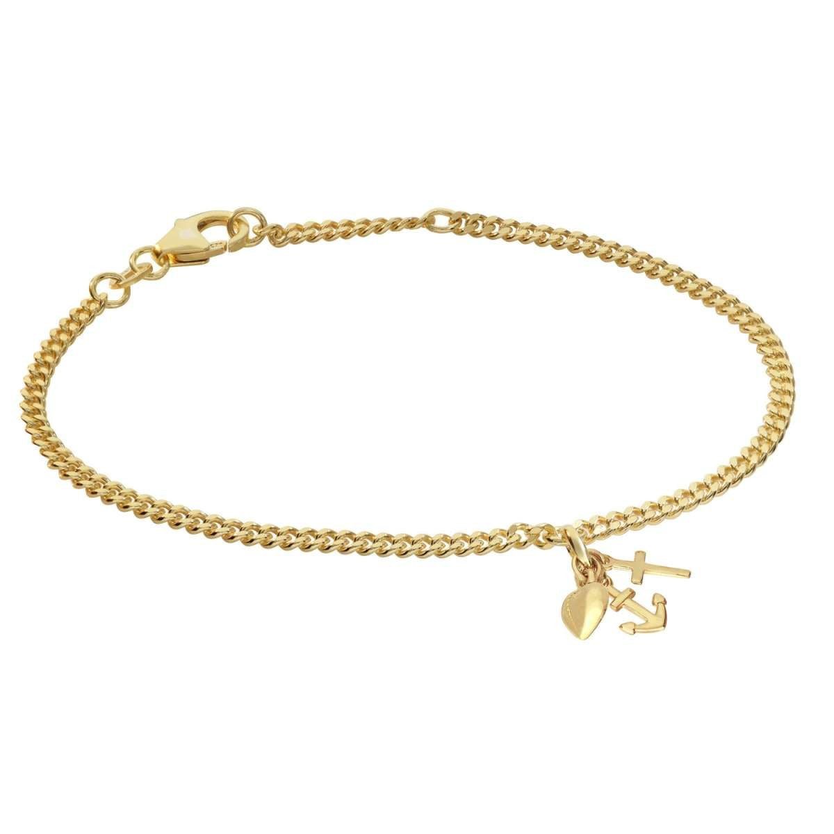 trendor Silberarmband 21621, Mädchen Glaube, Liebe, Hoffnung 925 Silber Vergoldet