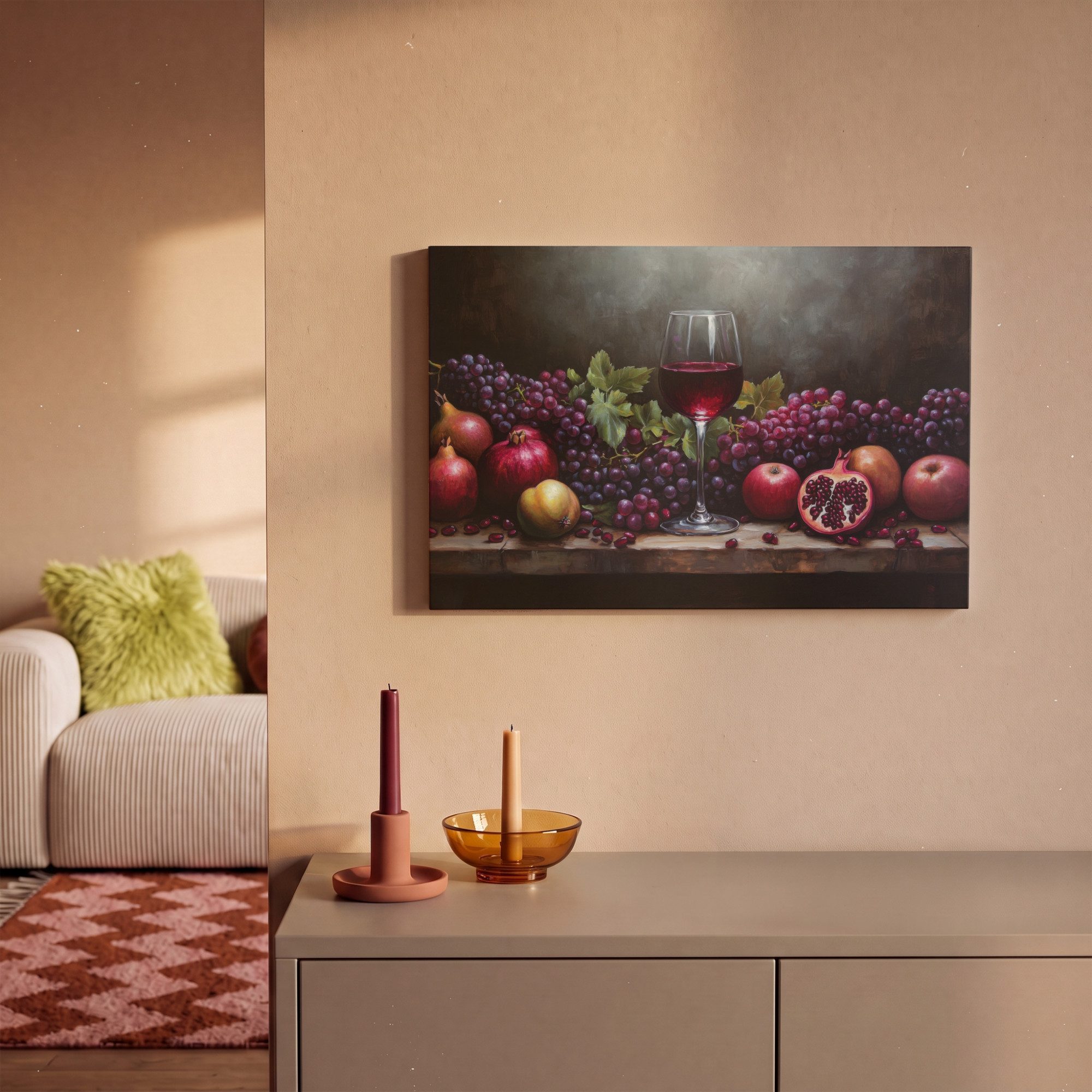 OneMillionCanvasses® Leinwandbild Wein - Obst - Stilleben, Fotodruck (1 St), Leinwand Bilder Klein, Wand Dekoration Aesthetic 30x20 cm – Bild 2 von 5