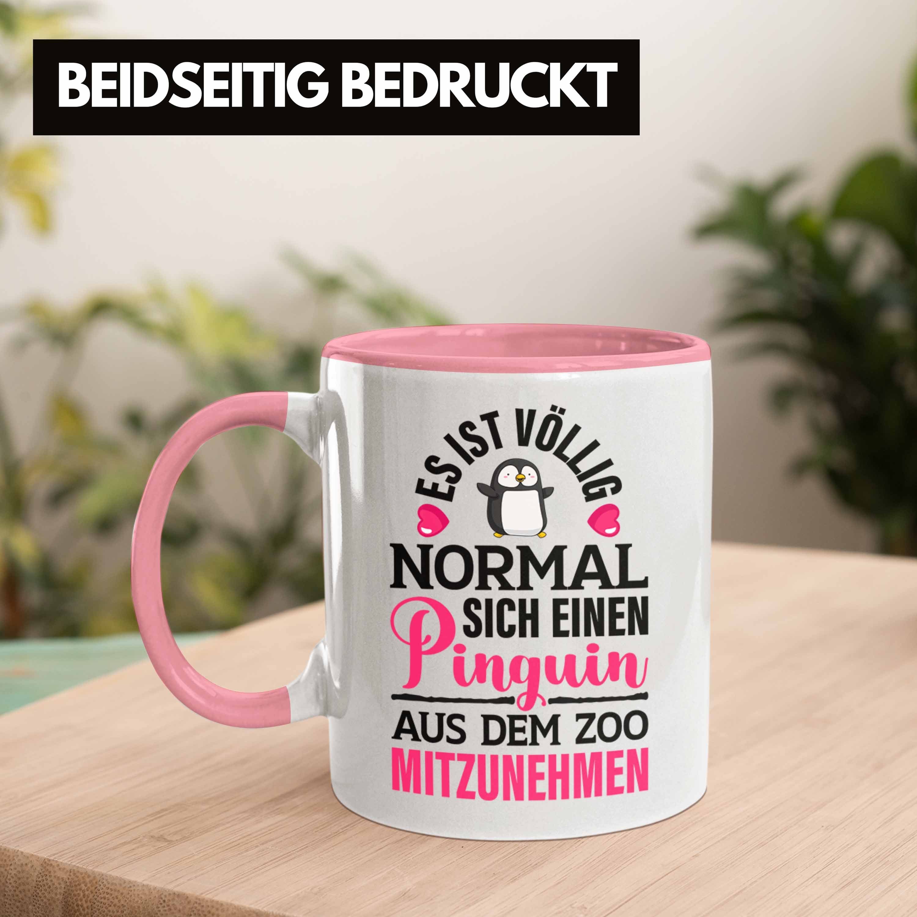 Trendation Tasse Trendation - Rosa Liebe Spruch Tasse Geschenk Pinguin Kinder Kollegin