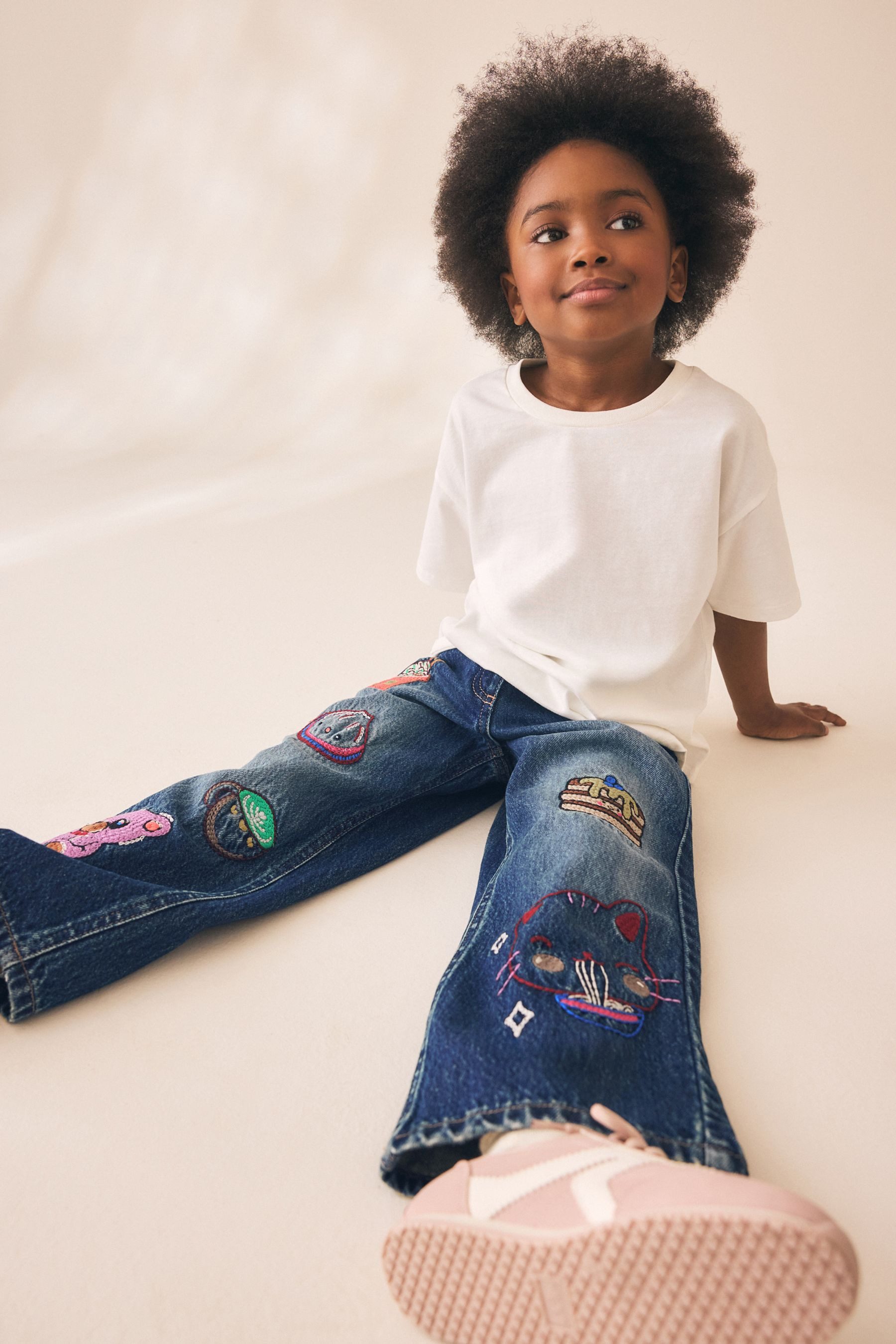 Next Weite Jeans Bestickter Jeans mit weitem Bein (1-tlg) – Bild 3 von 5