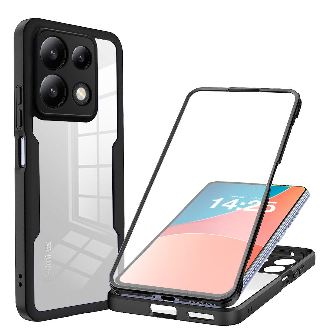 Tec-Expert Handyhülle 360 Grad Hülle für Xiaomi Redmi Note 13 5G 6.67 Zoll, 6.67, Rundum Schutz Cover Case Hülle robust