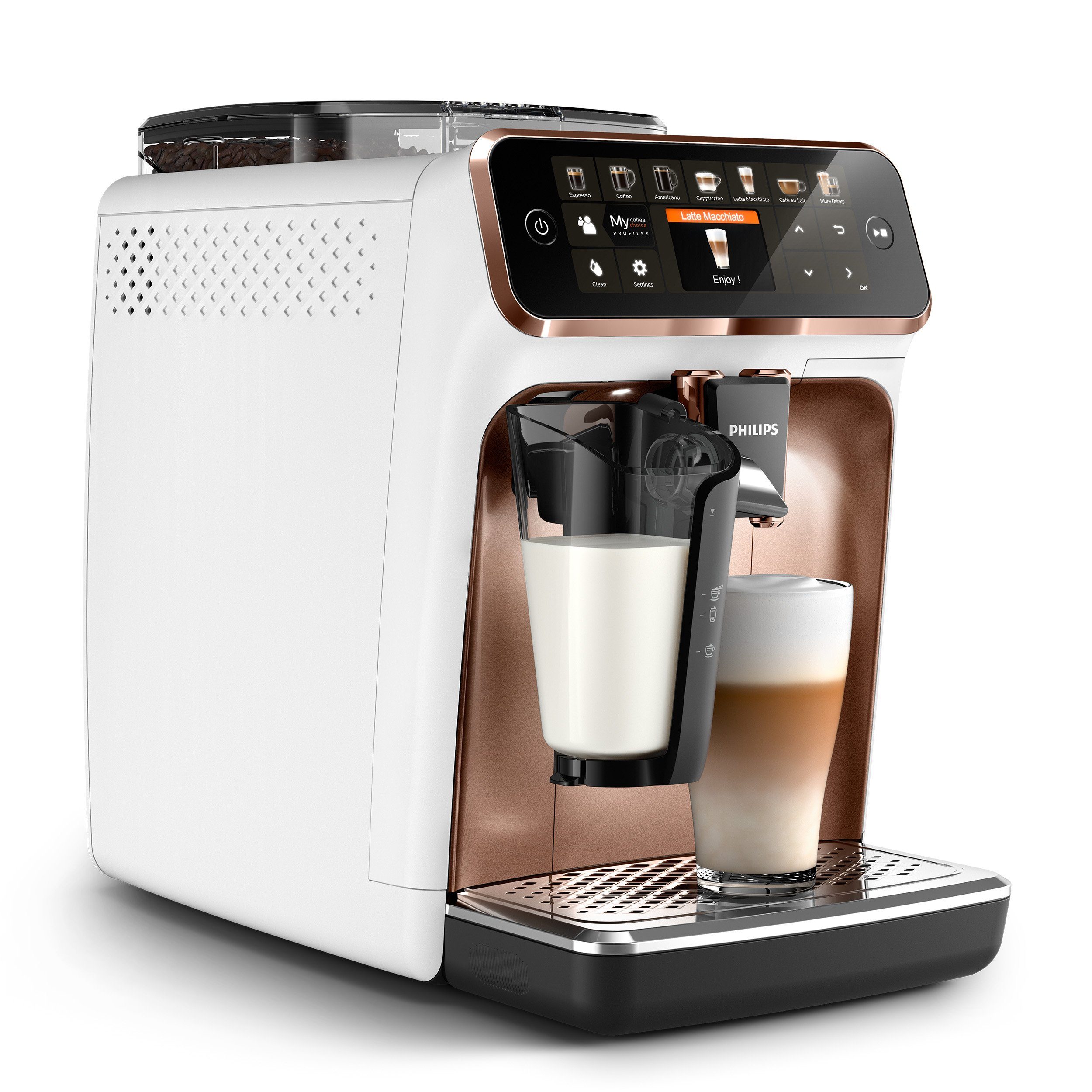 Philips Kaffeevollautomat EP5443/70 5400 Series, 12 Kaffeespezialitäten, mit LatteGo-Milchsystem und TFT-Display