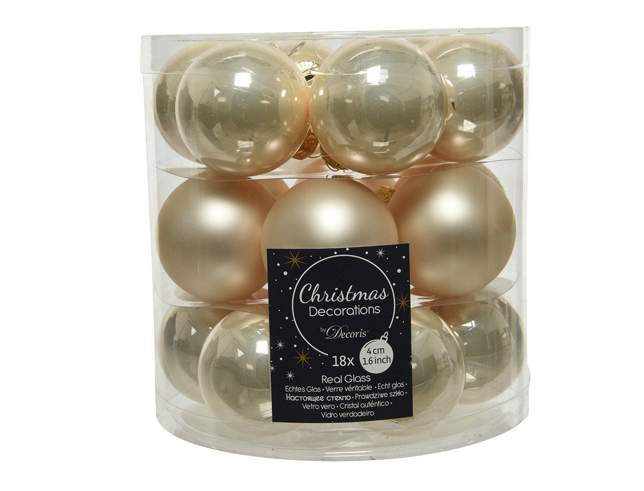 Decoris season decorations Weihnachtsbaumkugel, Weihnachtskugeln Glas 4cm 18 Stück - Perle | Weihnachtskugeln