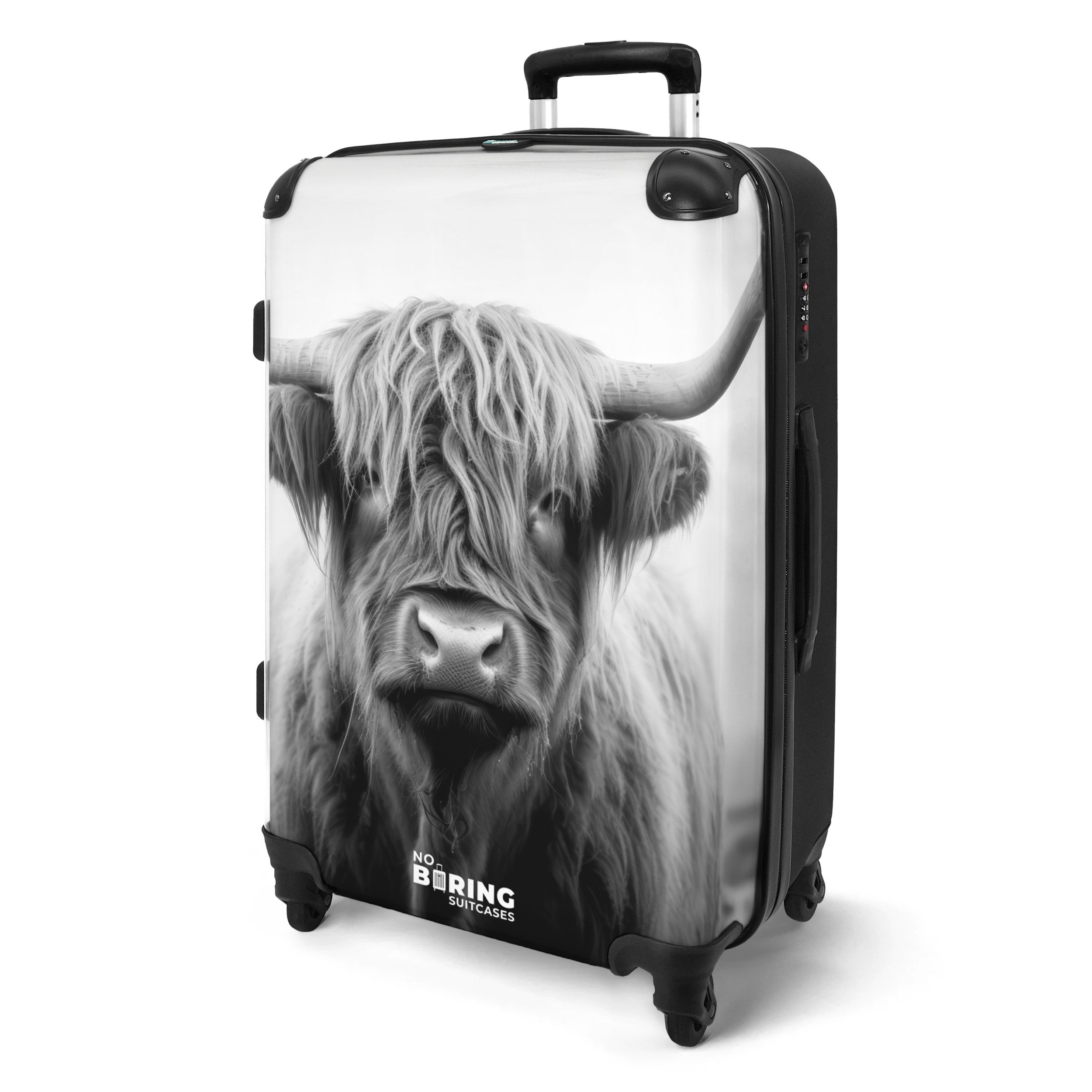 NoBoringSuitcases.com© Hartschalen-Trolley Schottischer Highlander in Schwa günstig online kaufen