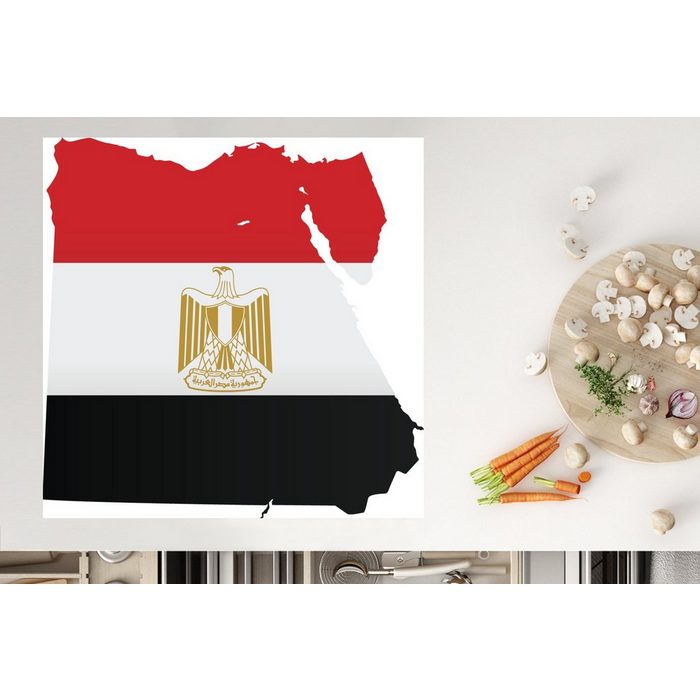 MuchoWow Herdblende-/Abdeckplatte Illustration der Karte von Ägypten mit der ägyptischen Flagge Vinyl (1 tlg) Ceranfeldabdeckung Arbeitsplatte für küche JN11720