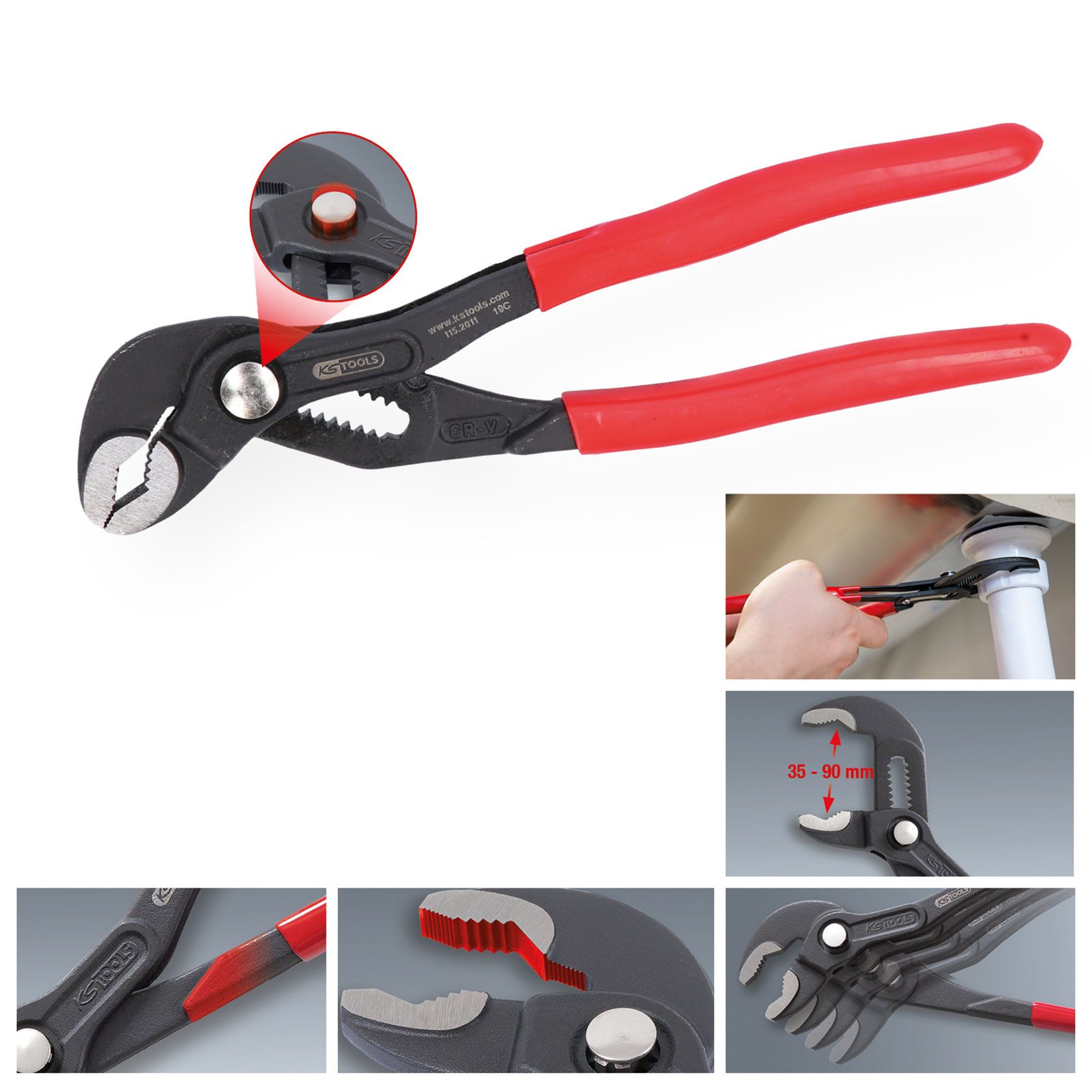 Thumbnail - KS Tools Rohrzange KS TOOLS Wasserpumpenzange mit Druckknopfverstellung 415 mm - 115...