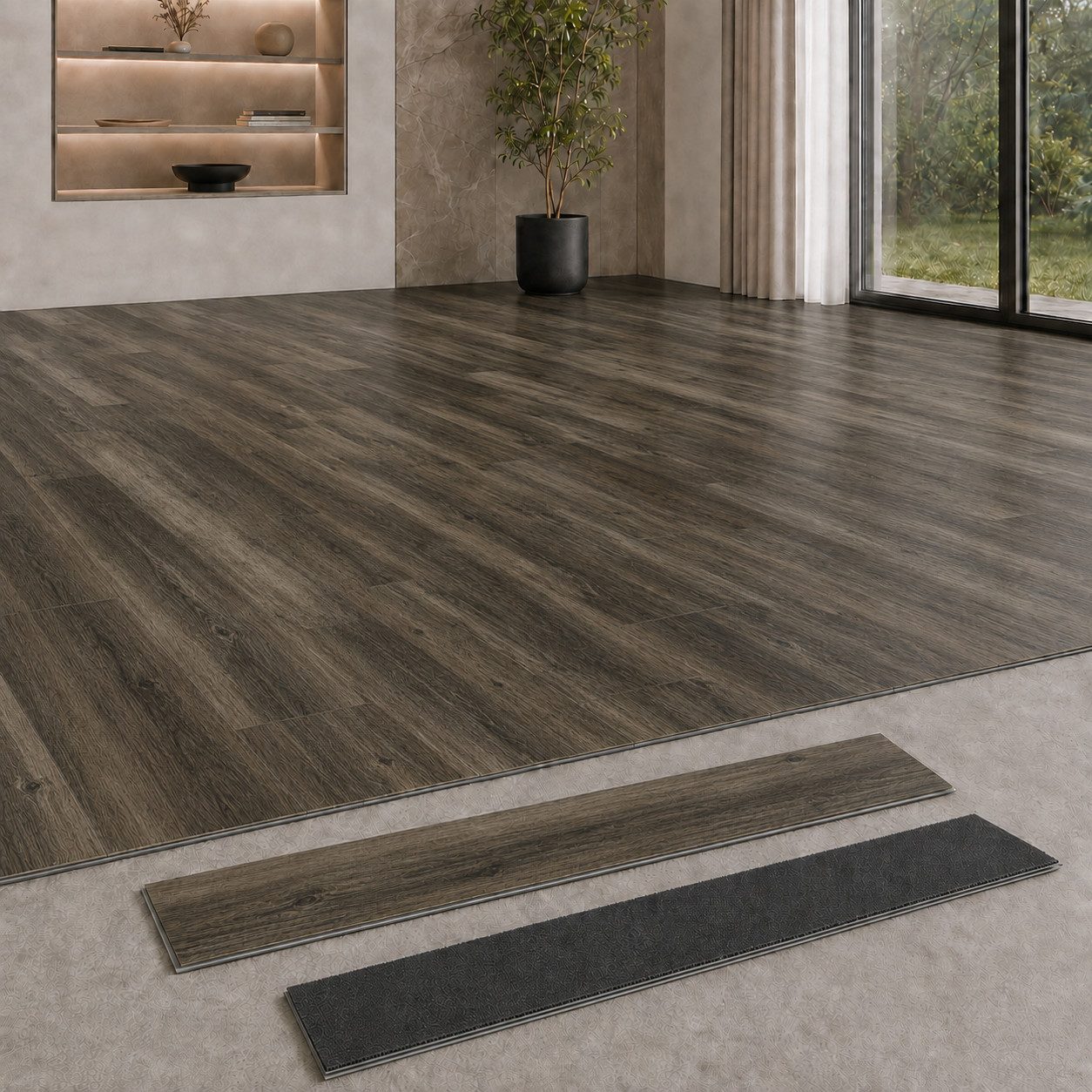 Berti Graf Designboden SPC Klick-Vinylboden 5 mm wasserfest in moderner Dielenoptik, kleberfrei, mit Trittschalldämmung, pflegeleicht