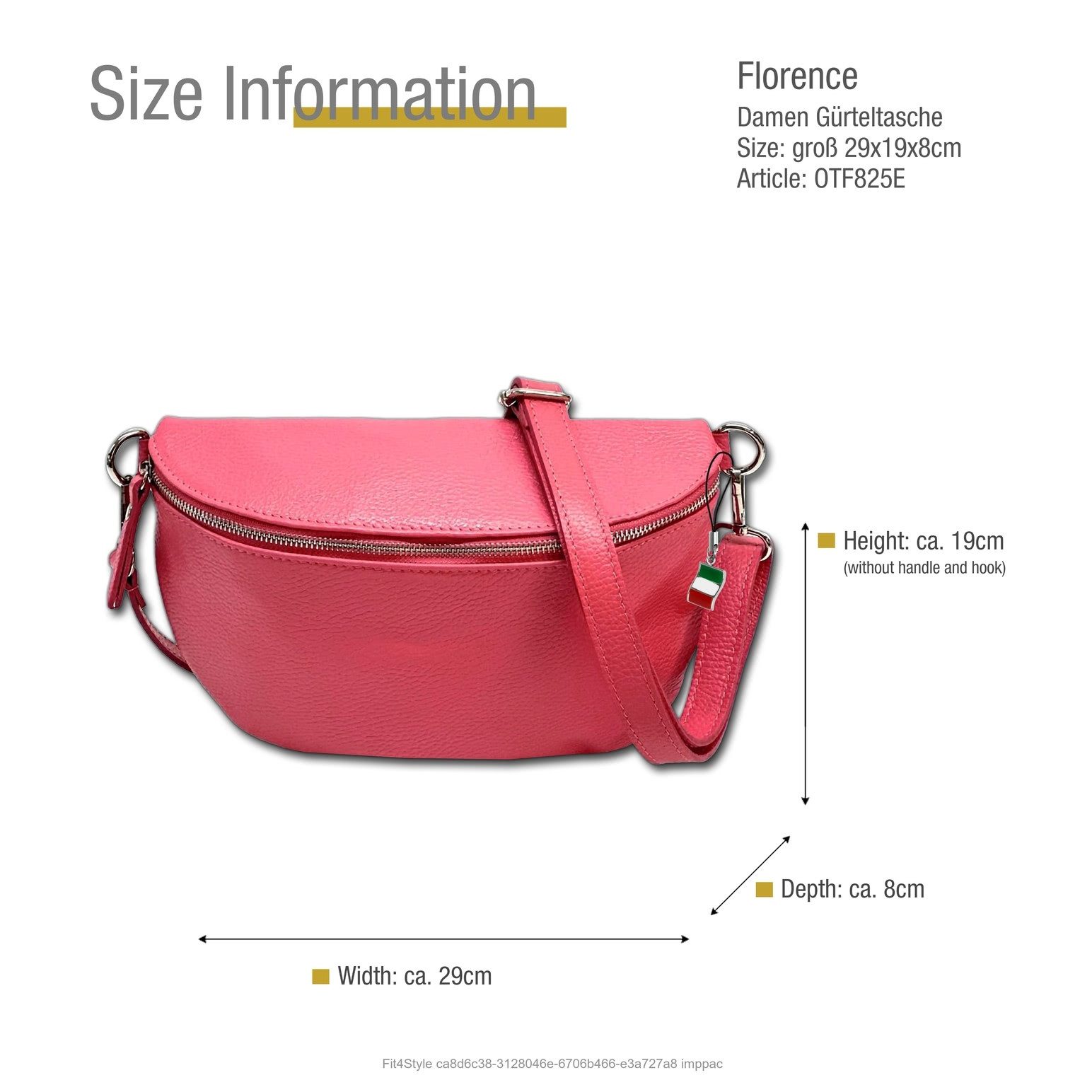 FLORENCE Gürteltasche Florence Tasche Tragegurt passend rot (Gürteltasche), Damen Gürteltasche Echtes Leder, rot, korallrot ca 19cm hoch Tragegurt