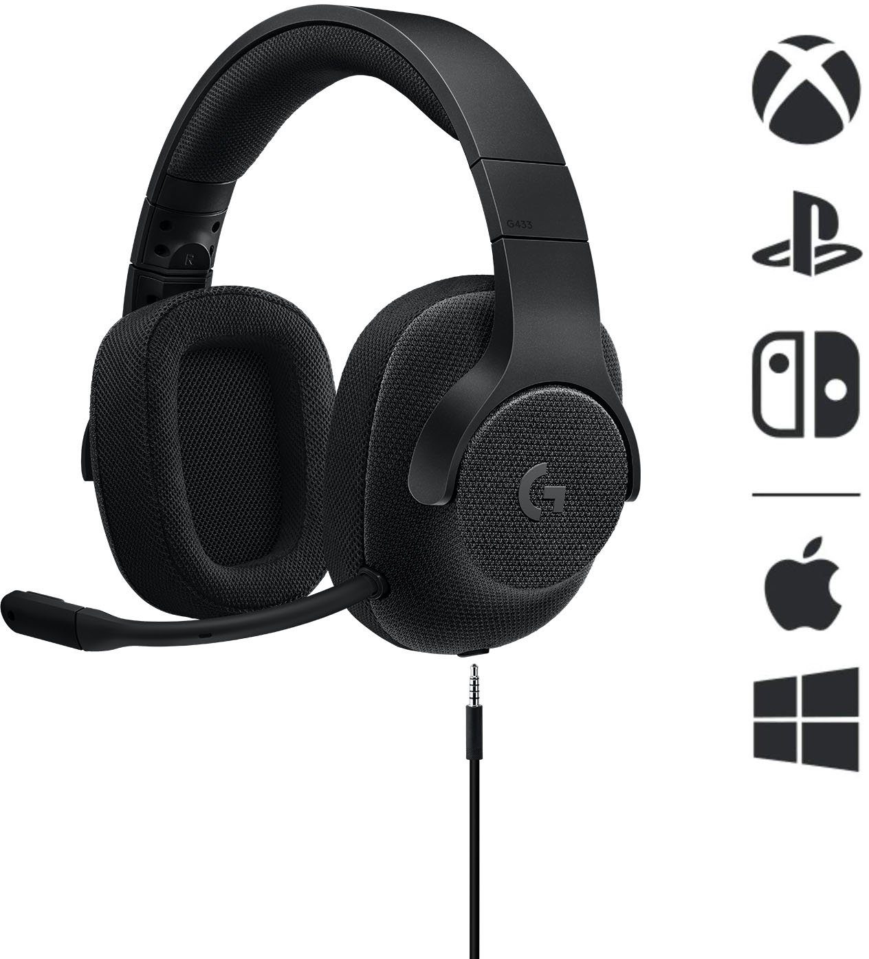 Logitech G G433 Rauschunterdrückung) (Mikrofon abnehmbar, Gaming-Headset