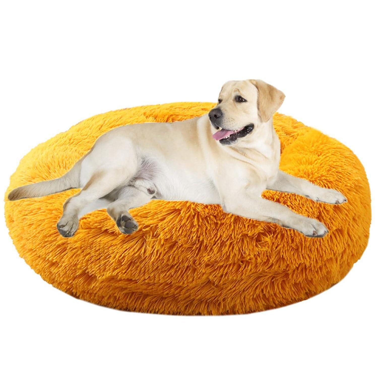 LuxusKollektion Hundebett Hundebett Katzenbett Donut rund Ø40cm Golden Yellow