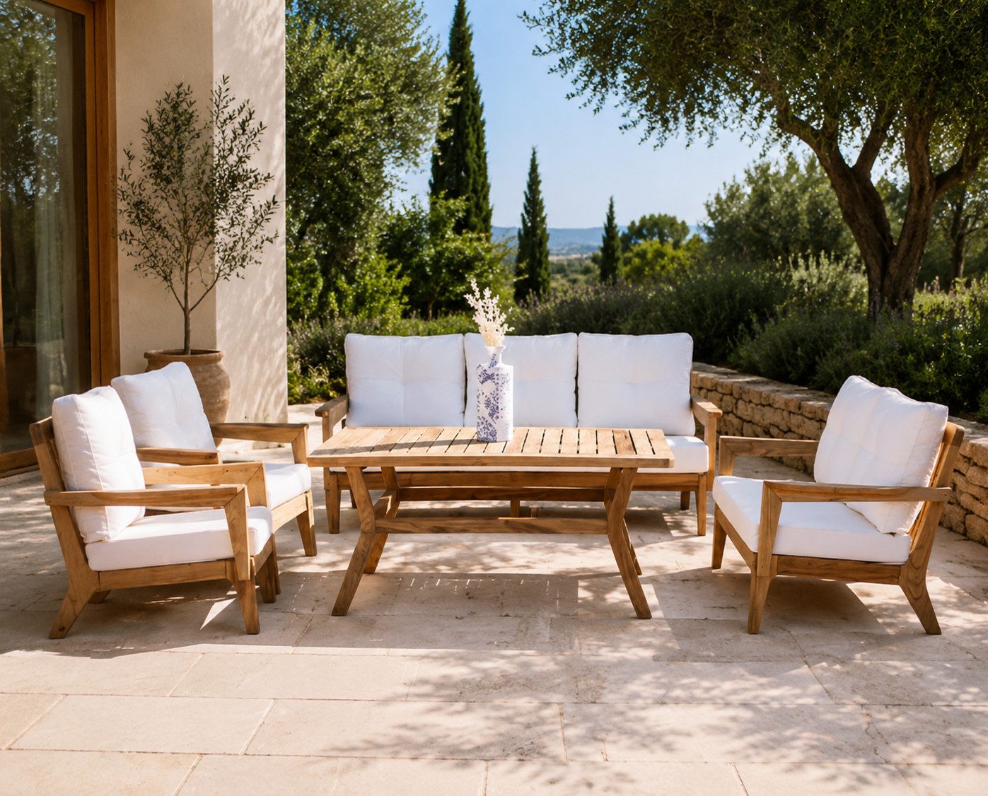 JVmoebel Gartenlounge-Set Lounge Set 3-Sitzer Sofa 2-Sitzer Sofa Sessel Couchtisch, (1-tlg), Made in Europa