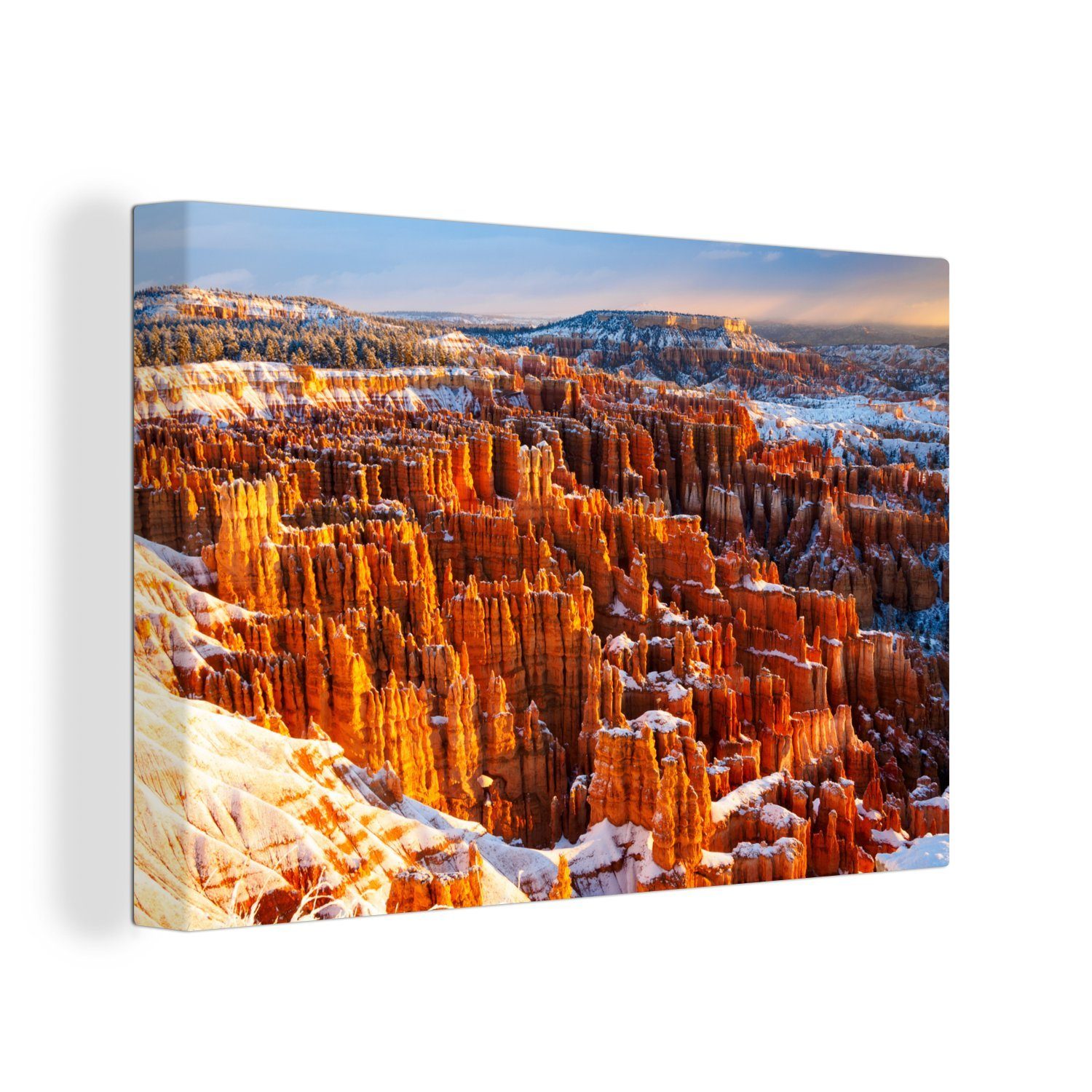 30x20 Leinwandbilder, OneMillionCanvasses® Aufhängefertig, St), Canyon (1 Wandbild Leinwandbild National im Wintermorgen Park, Wanddeko, Bryce cm