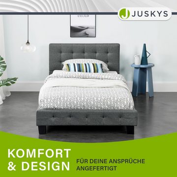 Juskys Polsterbett Manresa, gepolstertes Kopfteil, stabiler Lattenrost