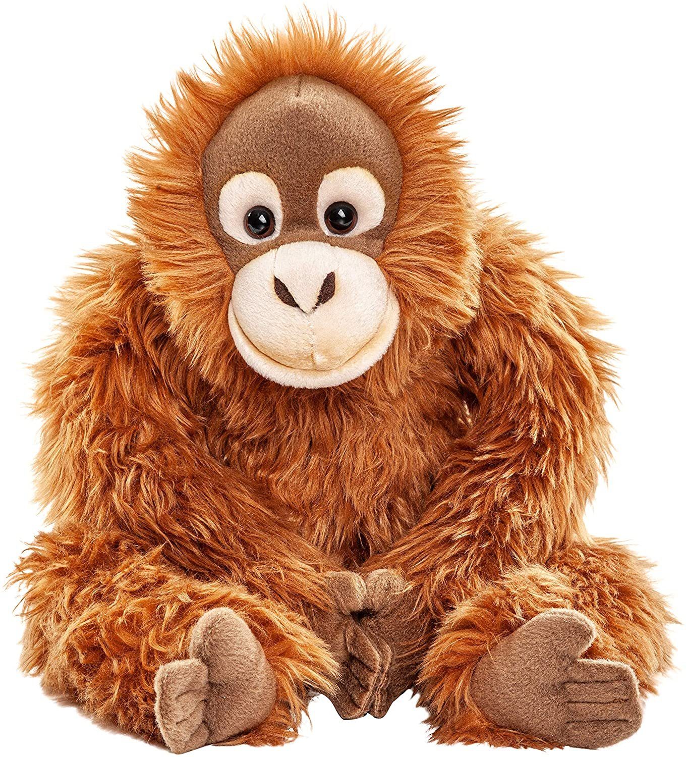 Uni-Toys Kuscheltier Orang-Utan, m. Klettverschluss - Höhe 28 cm - Plüsch- Affe - Plüschtier, zu 100 % recyceltes Füllmaterial