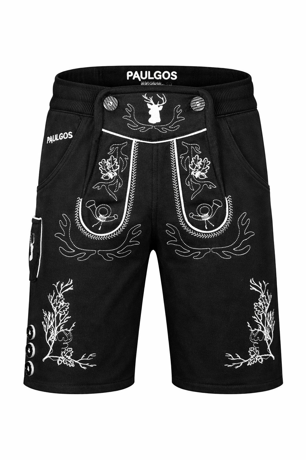 PAULGOS Trachtenhose Herren Jogginghose Design Lederhose Kurz Sweathose Bermuda Shorts JOK3