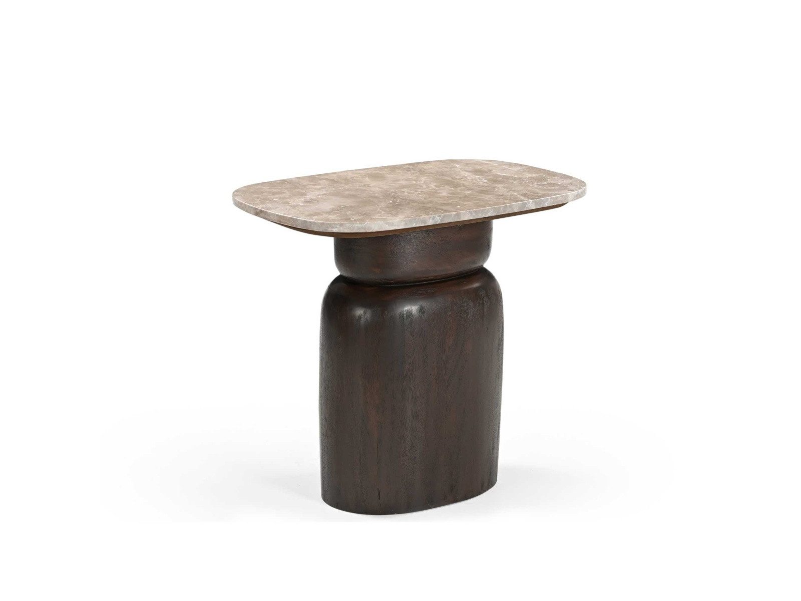 Villa Möbel Couchtisch Silva (Packung, 1-St., 1 St. Couchtisch), Ovale Marmor-Tischplatte auf massivem Mangoholz-Sockel