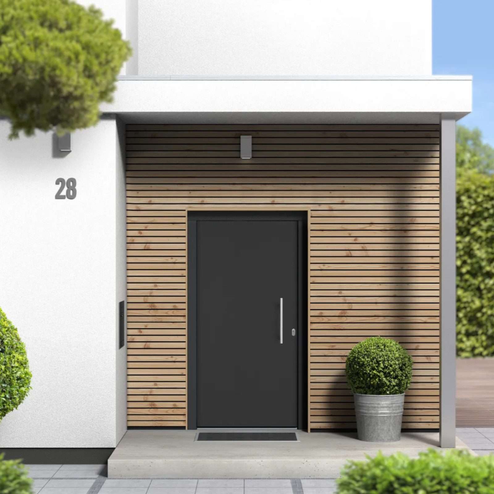 HORI Haustür HORI Haustür Safety Slim, Aluminium Kunststoff,Eingangstür (Schalldämmung, Robust, Einfache Montage, Wärmeschutz, Sonnenschutz), 1000 x 2000 mm, anthrazit, DIN rechts, Safety Slim