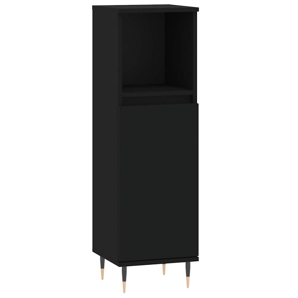 vidaXL Midischrank Badschrank Schwarz 30x30x100 cm Holzwerkstoff (1-St) günstig online kaufen