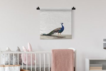 MuchoWow Wanddekoobjekt Pfau - Federn - Vogel - Kinder - Jungen - Mädchen, Wanddeko für Wohnzimmer, Schlafzimmer, Kleid, Wandbehang, Kinderzimmer