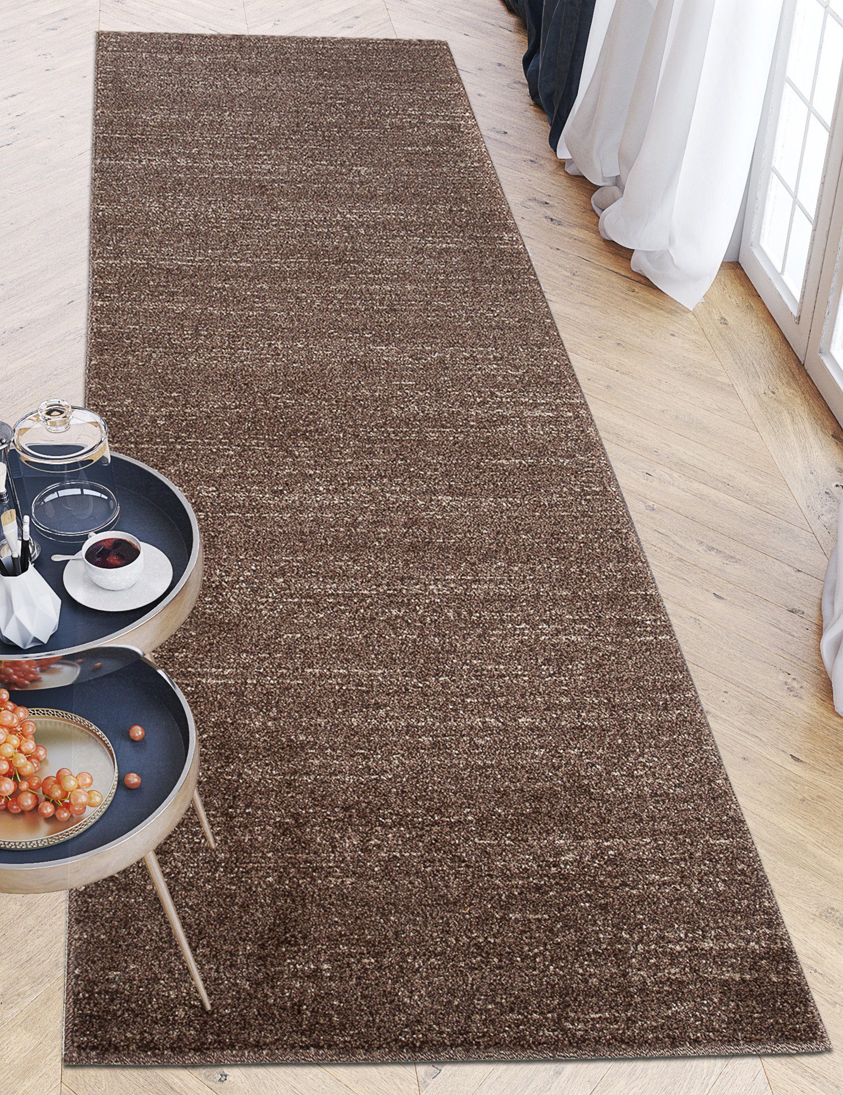 Mazovia Läufer Läufer Flurläufer Einfarbig für Vorzimmer, Küche - Braun, 60 x 100 cm, Kurzflor, Meterware, Höhe 10 mm