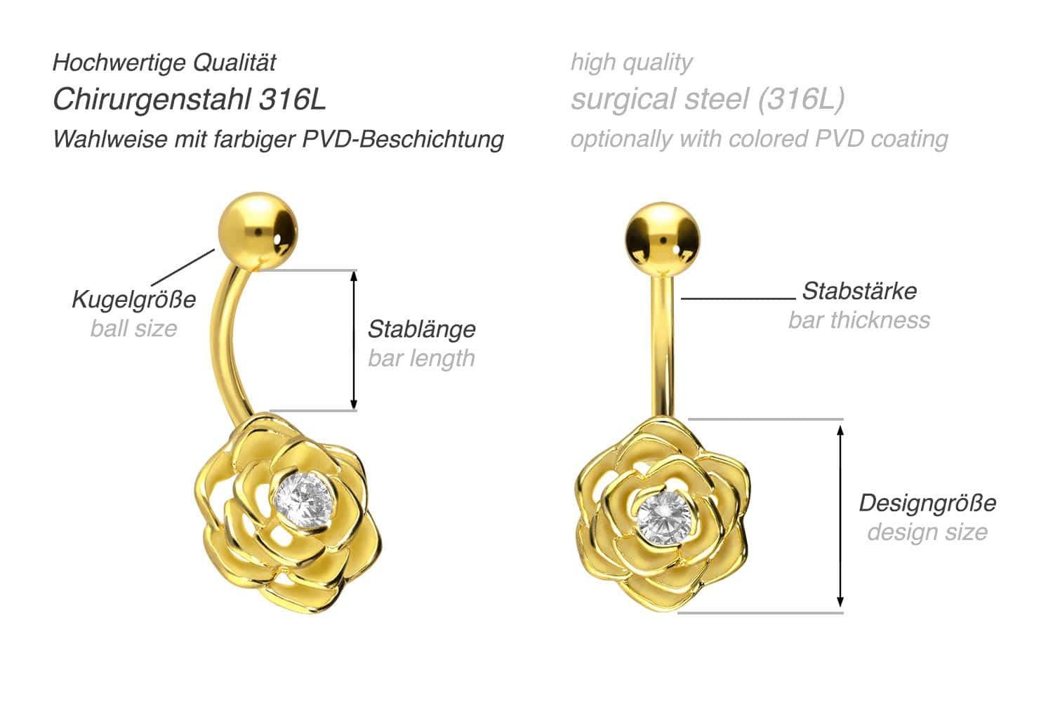 PIERCINGLINE Bauchnabelpiercing Chirurgenstahl Bananabell BLUME (Bananabell günstig online kaufen