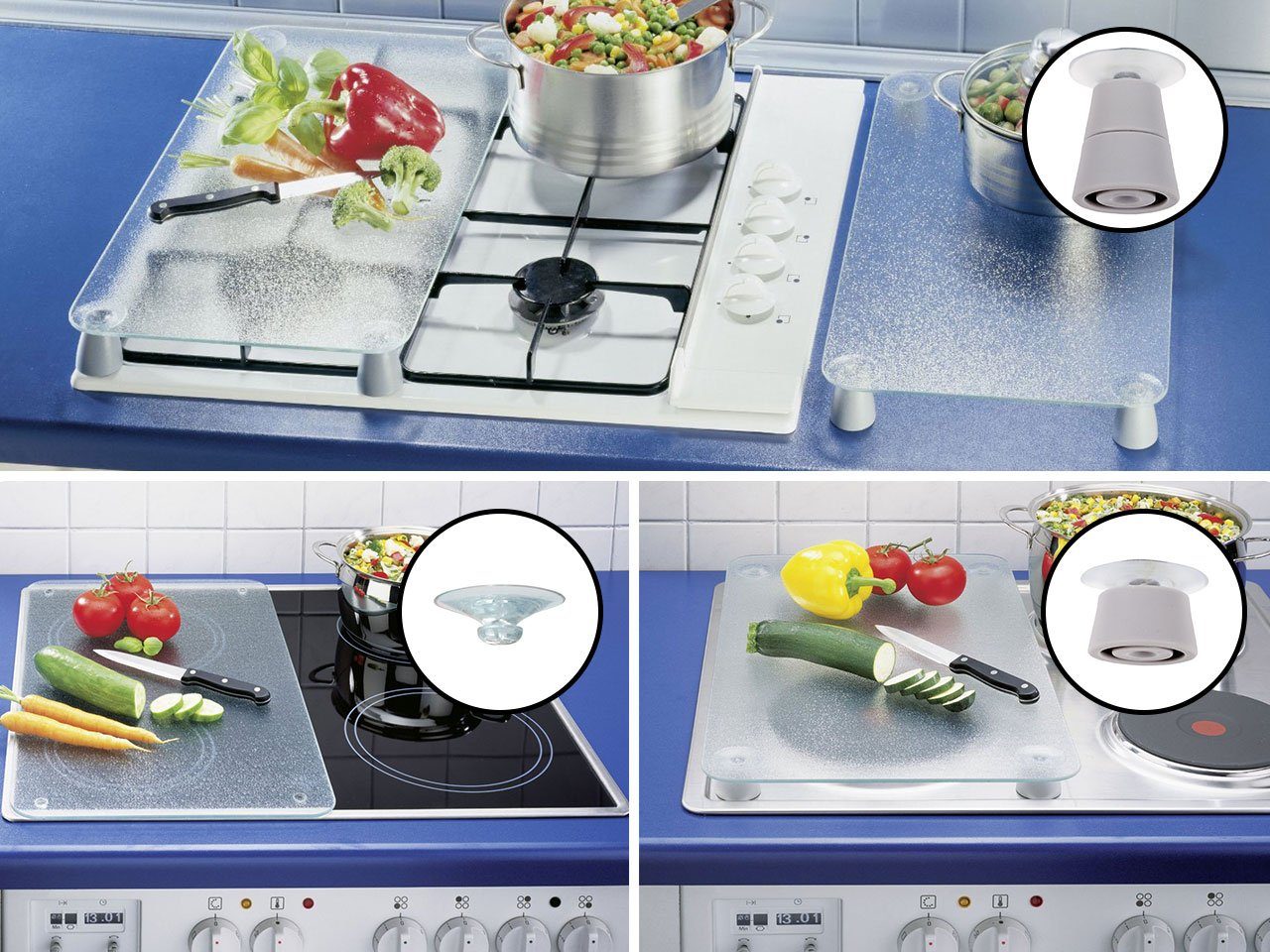 WENKO Herd-Abdeckplatte Herdabdeckplatten HERB GARDEN aus Glas – 2 Stück, Glas, (2er-set, bestehend aus 2 Herdabdeckplatten)