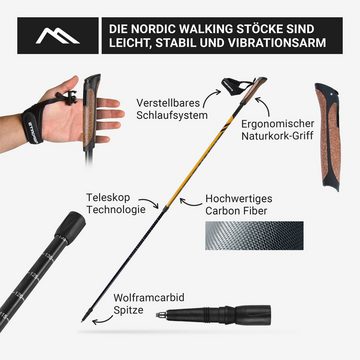 MSports® Nordic-Walking-Stöcke MSPORTS Nordic Walking Stöcke Carbon Premium - aus hochwertigem Carbon - Superleicht - individuell einstellbar - auswählbar mit Tragetasche - Walking Sticks