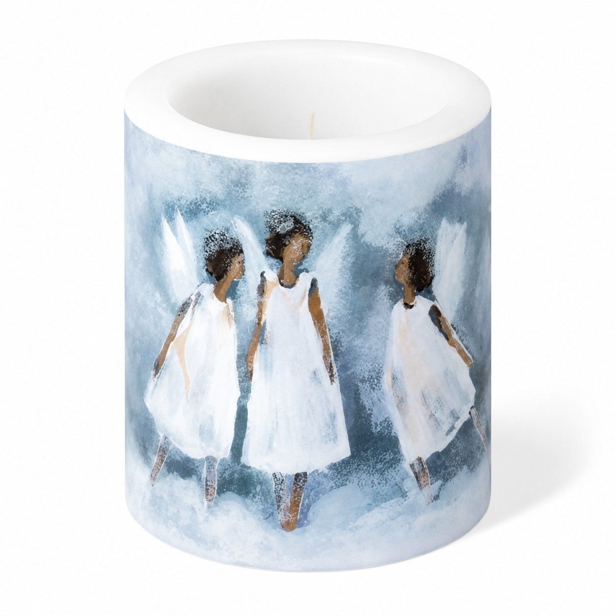 Ihr Ideal Home Range GmbH Stumpenkerze Stumpenkerze Engel Blau Weiß Ø 9 x 10,5 cm Kommunion Weihnachten
