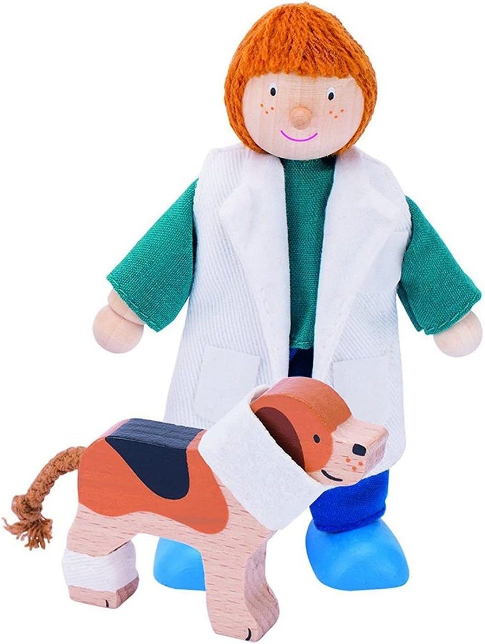 goki Biegepuppe ca- 10 cm aus Holz - Puppenhaus Zubehör - Puppe Kollektion (6-tlg), verschiedene Ausführung und Motiv