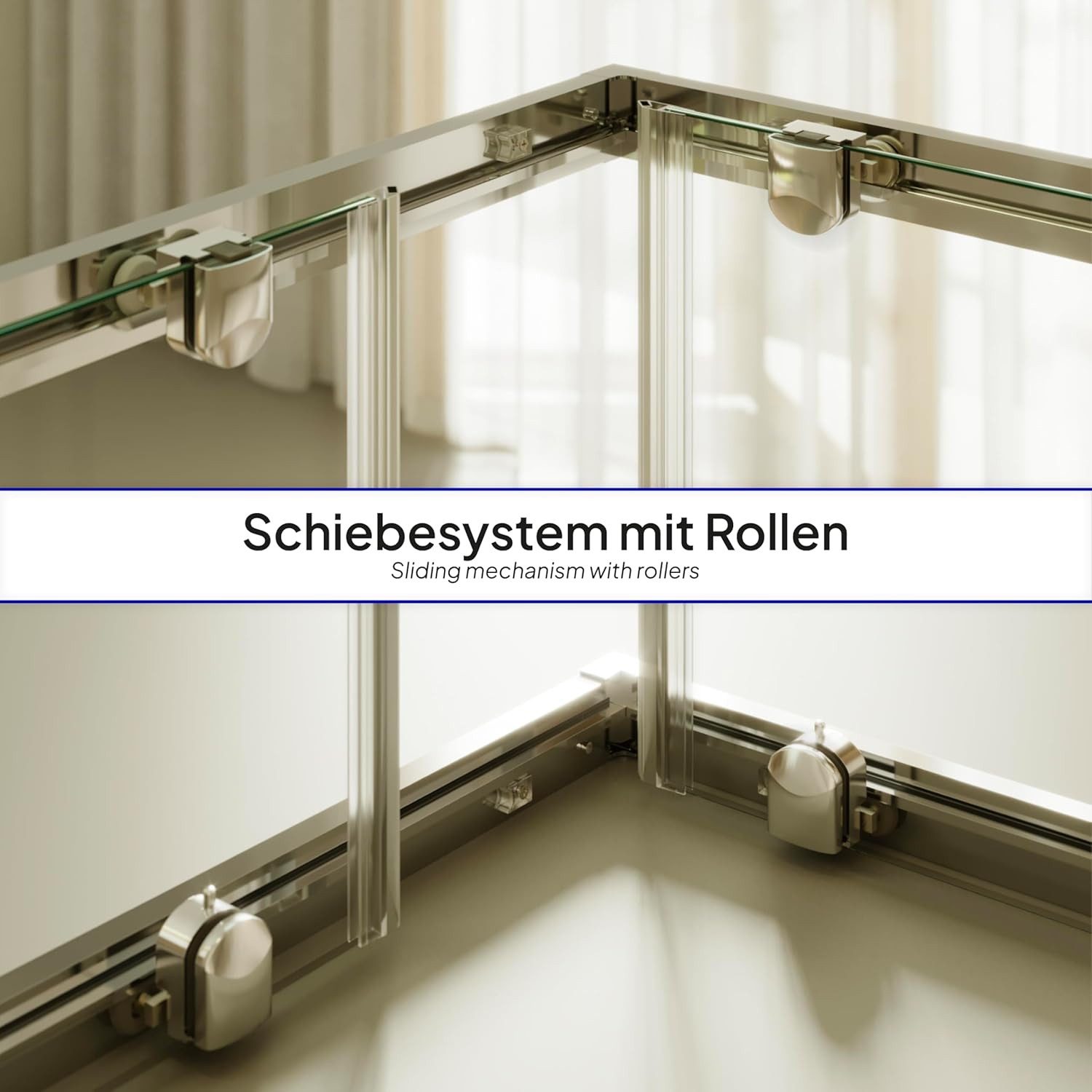 i-flair Eckdusche Schiebetür Duschkabine DIANA aus durchsichtigem 6 mm ESG, BxT: 80x80 cm, Einscheibensicherheitsglas, ohne Duschtasse, mit hochwertigen Alumini – Bild 5 von 5