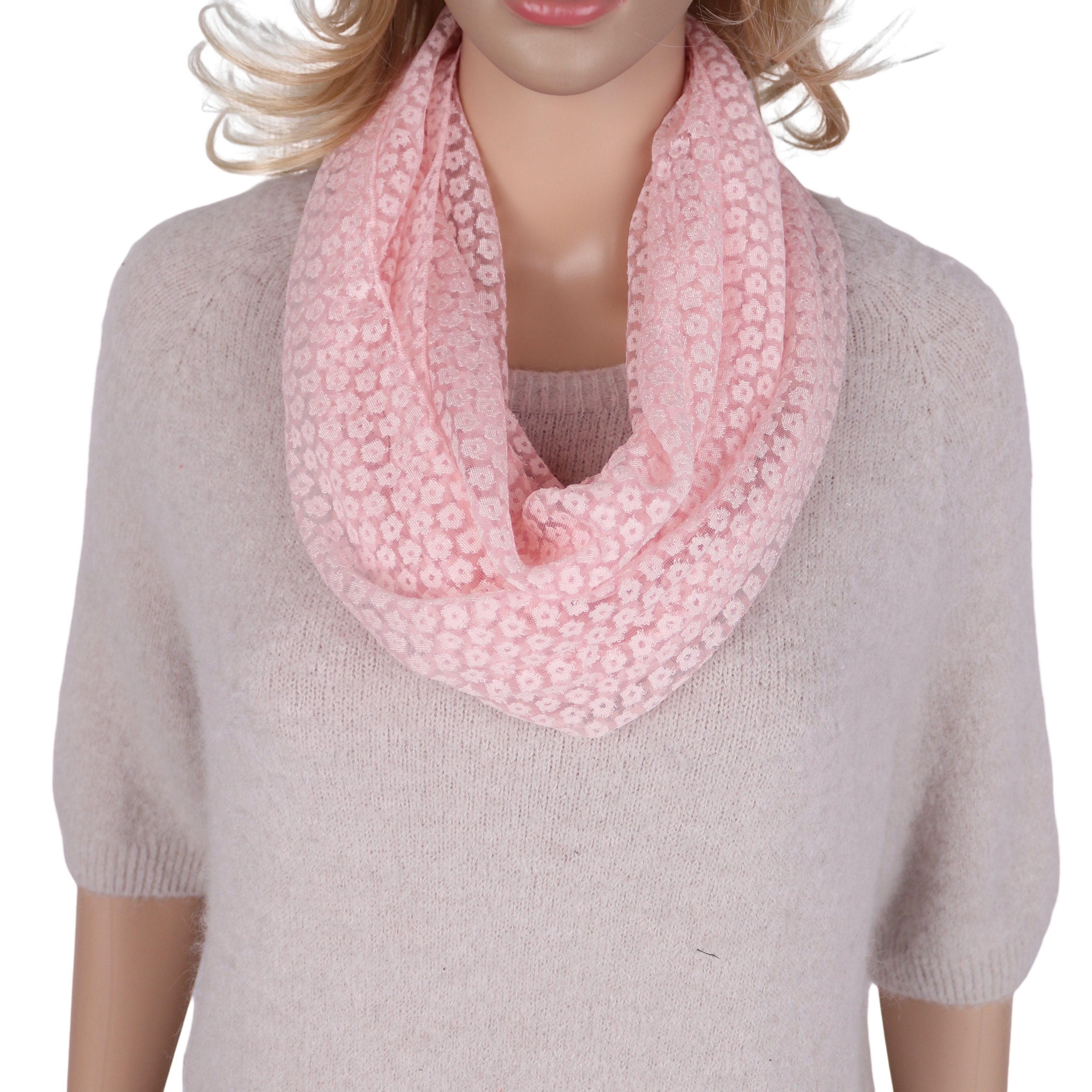 Loop Damen Schal Unifarbe HALBTRANSPARENT, Tolle Muster, Schlauchschal