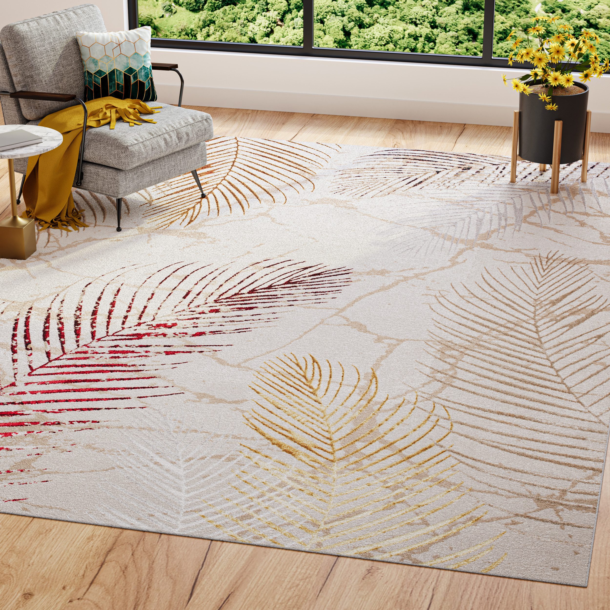 Tapiso Designteppich GOLDEN, rechteckig, Höhe: 16 mm, Wohnzimmer, Schlafzim günstig online kaufen