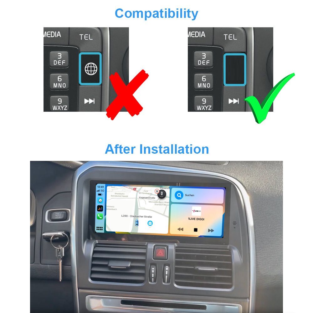 TAFFIO Für Volvo XC60 (11-18) 8.8" Touchscreen Android GPS Navigation CarPlay Einbau-Navigationsgerät