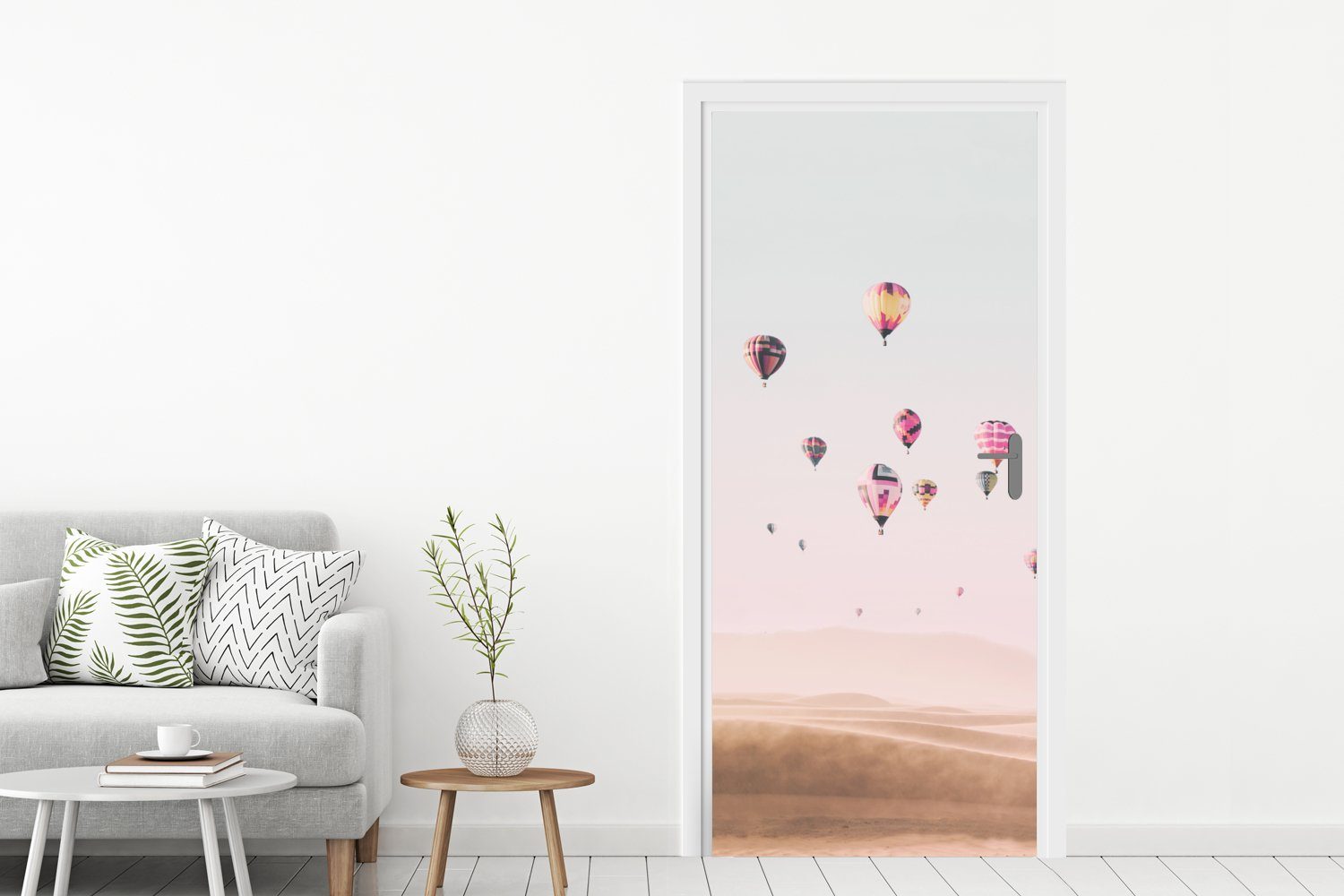MuchoWow Türtapete Heißluftballon - Wüste - Himmel - - Tür, Landschaft für bedruckt, Matt, cm Natur, (1 Türaufkleber, Fototapete 75x205 St)