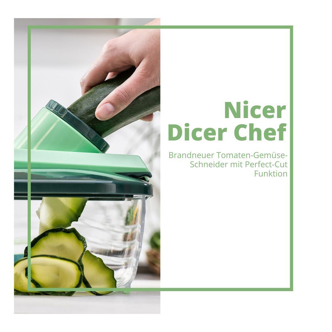 Genius Gemüseschneider Genius Zerkleiner Nicer Dicer Chef 15 Teile Gemüsehobel, Würfelschneider, Tomatenschneider, Zwiebelschneider, Gurkenhobel