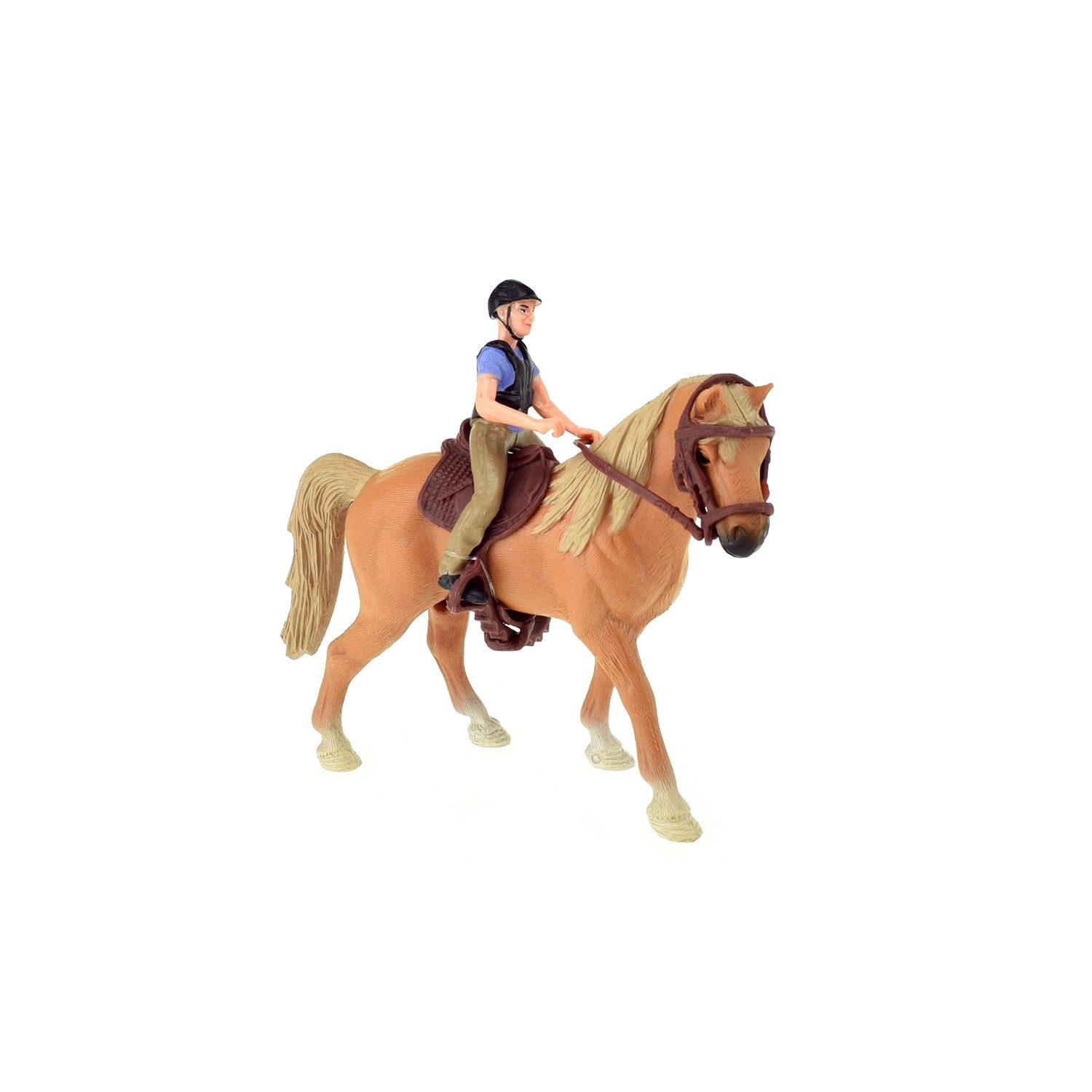 Toi-Toys Spiel Spielzeug Pferd und Reiter Set mit Zäunen, Fresstrog und Zubehör