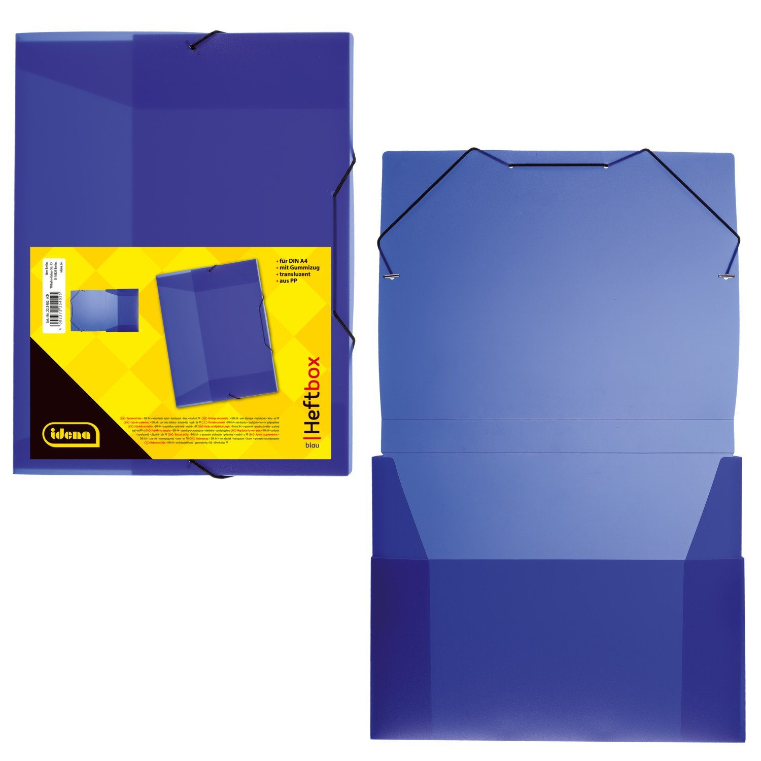 Hefter Idena 225402 - Heftbox für DIN A4 mit Gummizug, aus PP, Füllhöhe 3,5