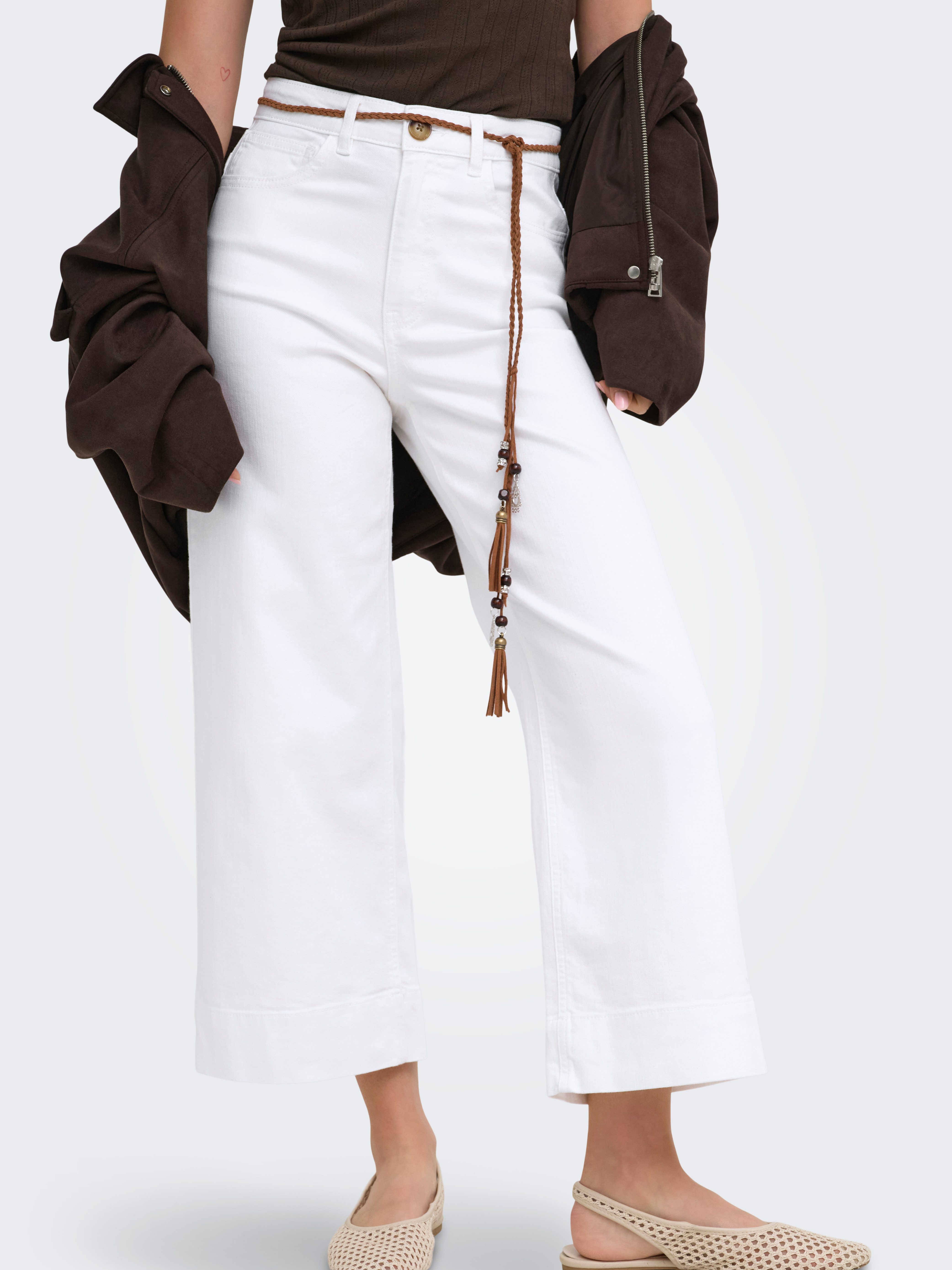 ONLY High-waist-Jeans ONLMADISON HW BELT WD CRP WHI DNM GUA000 Materialmix, high waist, wide fit