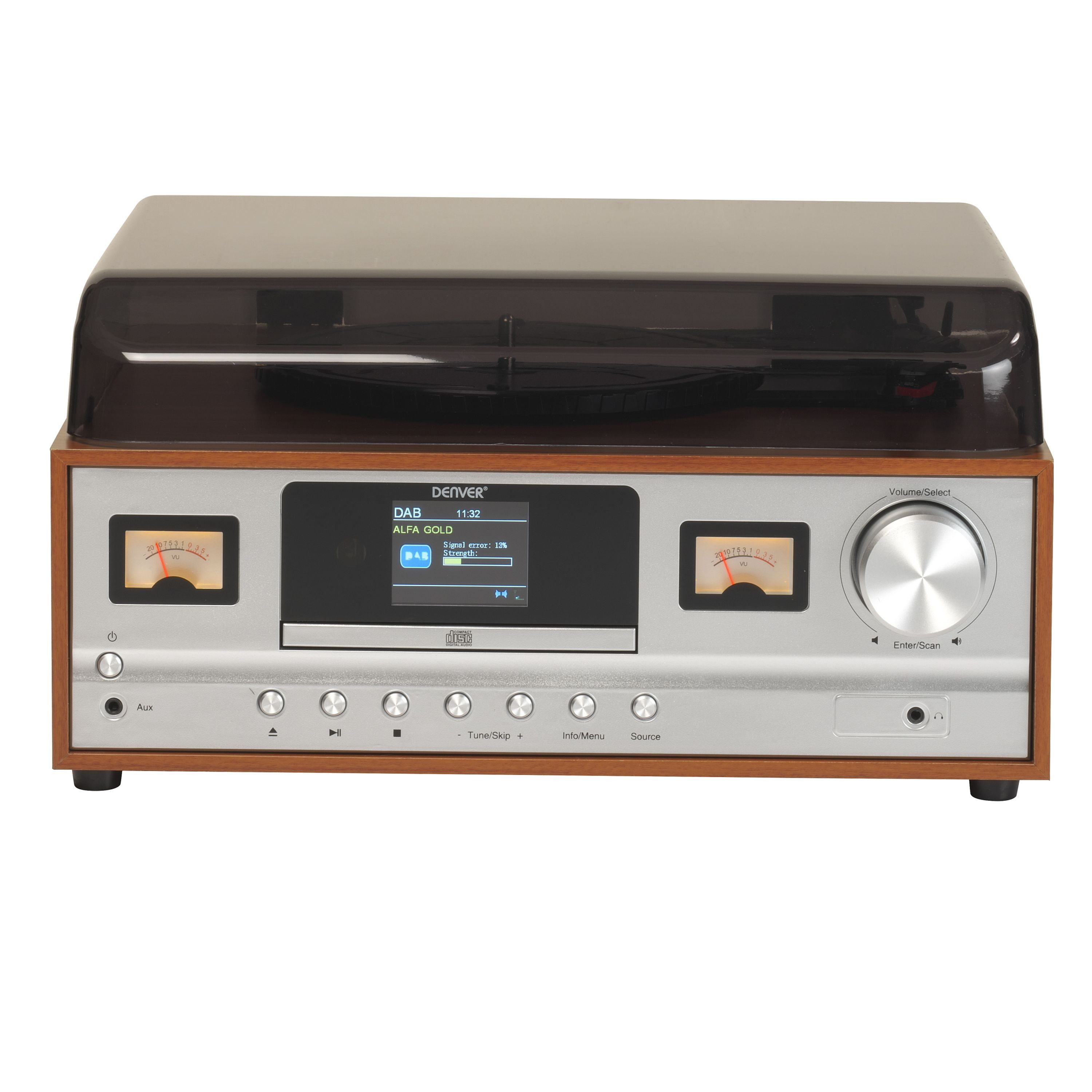 Denver MRD-52 Lightwood Kompaktanlage (Retro Stereoanlage mit Plattenspieler, DAB+, CD, AUX, Bluetooth) – Bild 3 von 5