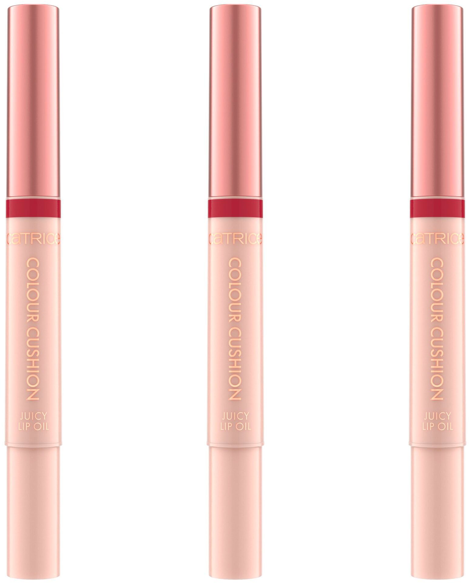 Catrice Lipgloss Colour Cushion Juicy Lip Oil, 3-tlg., Perfekt für einen eleganten, dezenten Alltags-Glamour-Look
