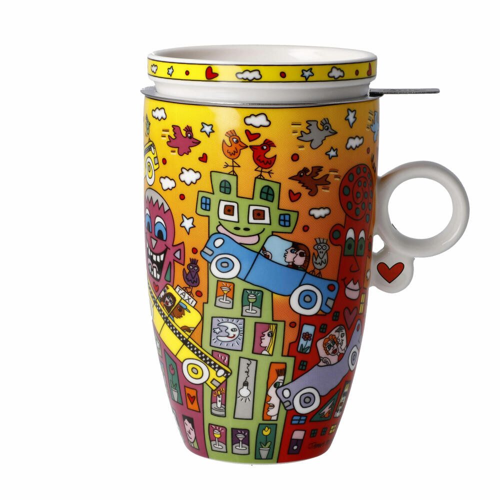 Goebel Tasse James Rizzi - Not Getting Around the Traffic, Fine Bone China, Metall